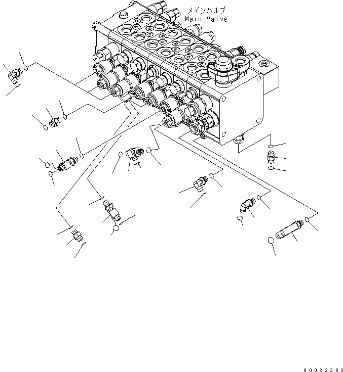 Схема запчастей Komatsu PW160-7K - ОСНОВН. КЛАПАН СОЕДИНИТЕЛЬН. ЧАСТИ (/) (ДЛЯ 1-СЕКЦИОНН. СТРЕЛЫ С НАВЕСН.ОБОРУД) ГИДРАВЛИКА