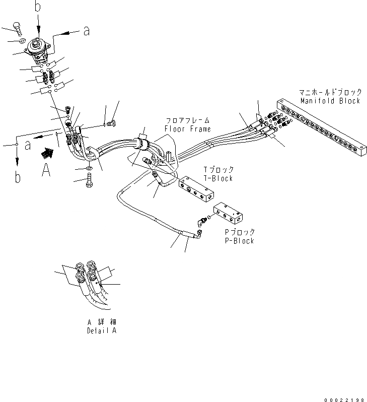 Схема запчастей Komatsu PW160-7K - ПОЛ (P.P.C. КЛАПАН И ТРУБЫ) (ПРАВ.) КАБИНА ОПЕРАТОРА И СИСТЕМА УПРАВЛЕНИЯ