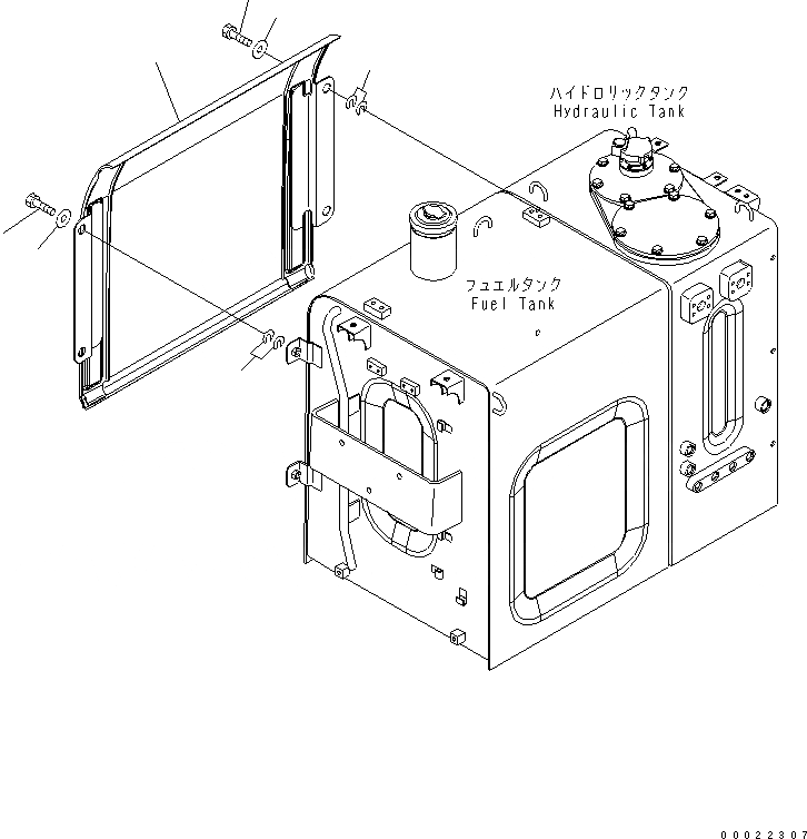 Схема запчастей Komatsu PW160-7K - БАК БОКОВ. КРЫШКА (КАБИНА) ЧАСТИ КОРПУСА