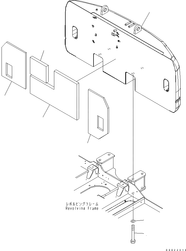 Схема запчастей Komatsu PW160-7K - ПРОТИВОВЕС (KG) ЧАСТИ КОРПУСА