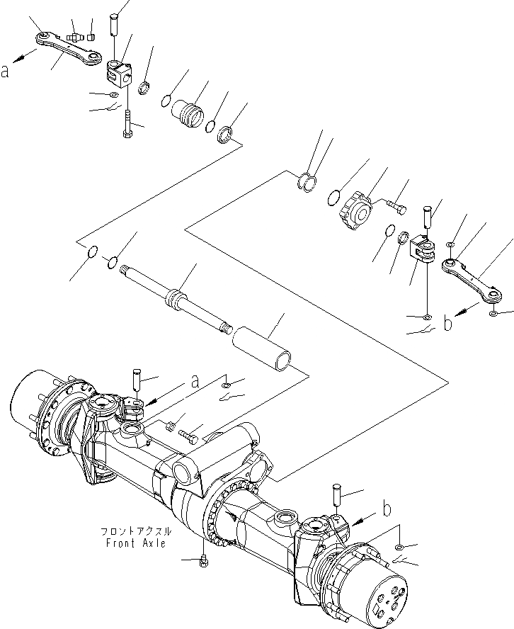 Схема запчастей Komatsu PW160-7K - ПЕРЕДНИЙ МОСТ (/) (.M ШИР.) SUSPENTION И КОЛЕСА