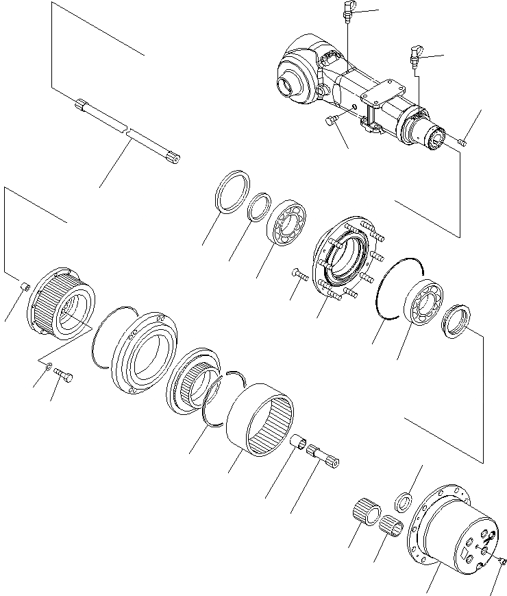 Схема запчастей Komatsu PW160-7K - ЗАДН. МОСТ (/) (.M ШИР.) SUSPENTION И КОЛЕСА