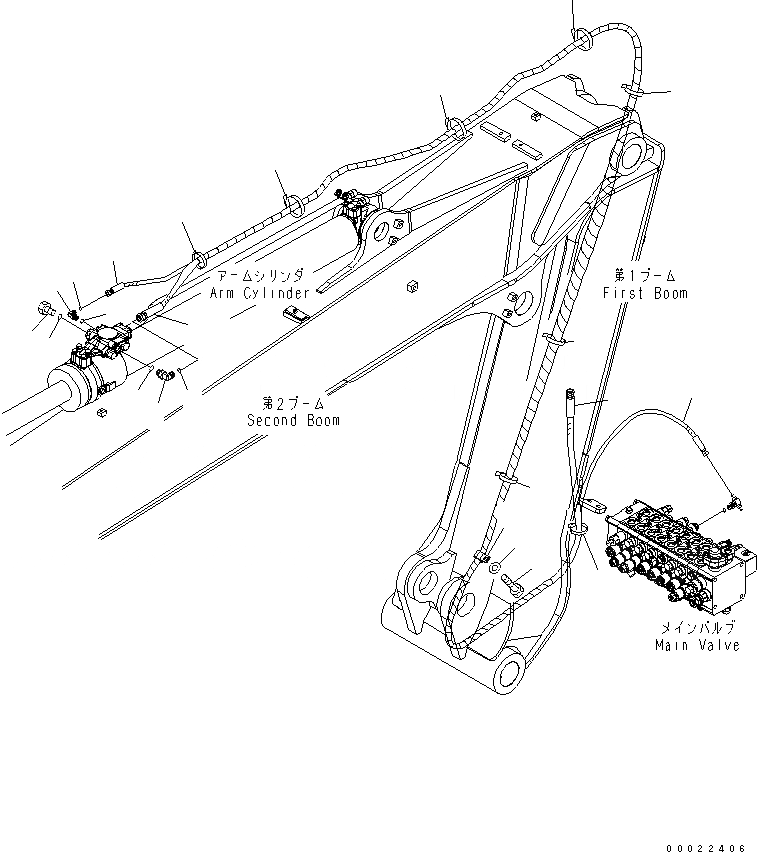 Схема запчастей Komatsu PW160-7K - ЦИЛИНДР РУКОЯТИ(С КЛАПАН БЕЗОПАСНОСТИ) (ТРУБЫ) РАБОЧЕЕ ОБОРУДОВАНИЕ
