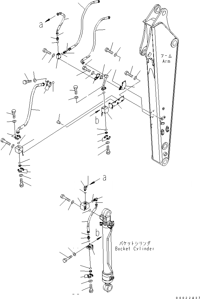 Схема запчастей Komatsu PW160-7K - РУКОЯТЬ (.M) (ГИДРОМОЛОТ ЛИНИИ) (/) РАБОЧЕЕ ОБОРУДОВАНИЕ