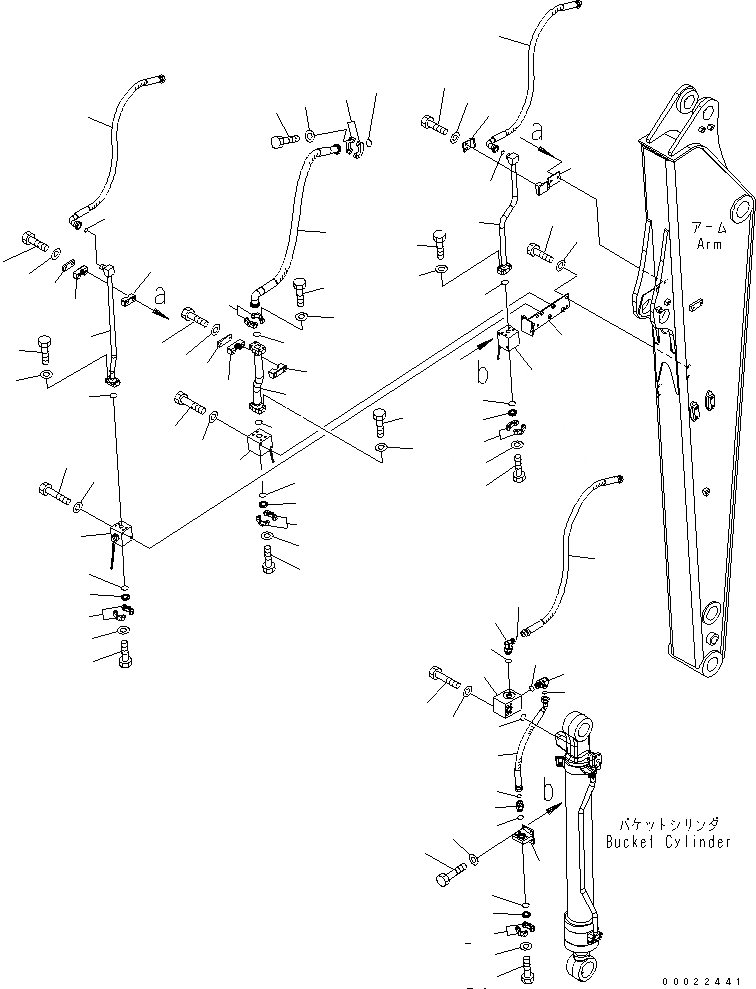 Схема запчастей Komatsu PW160-7K - РУКОЯТЬ (.M) ( НАВЕСН.ОБОРУД. ЛИНИИ) (/) РАБОЧЕЕ ОБОРУДОВАНИЕ