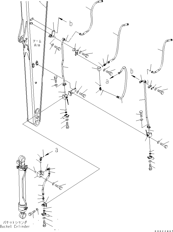 Схема запчастей Komatsu PW160-7K - РУКОЯТЬ (.M) ( НАВЕСН.ОБОРУД. ЛИНИИ) (/) РАБОЧЕЕ ОБОРУДОВАНИЕ