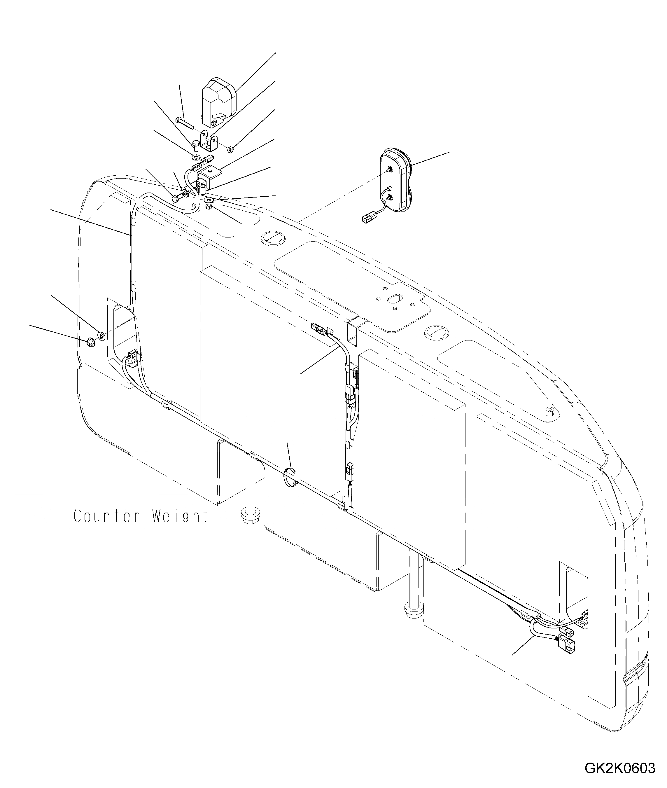 Схема запчастей Komatsu PW160-7E0 - ЭЛЕКТРОПРОВОДКА (ЗАДН. РАБОЧ. ОСВЕЩЕНИЕ И ЗАДН. ОСВЕЩЕНИЕ) E ЭЛЕКТРИКА