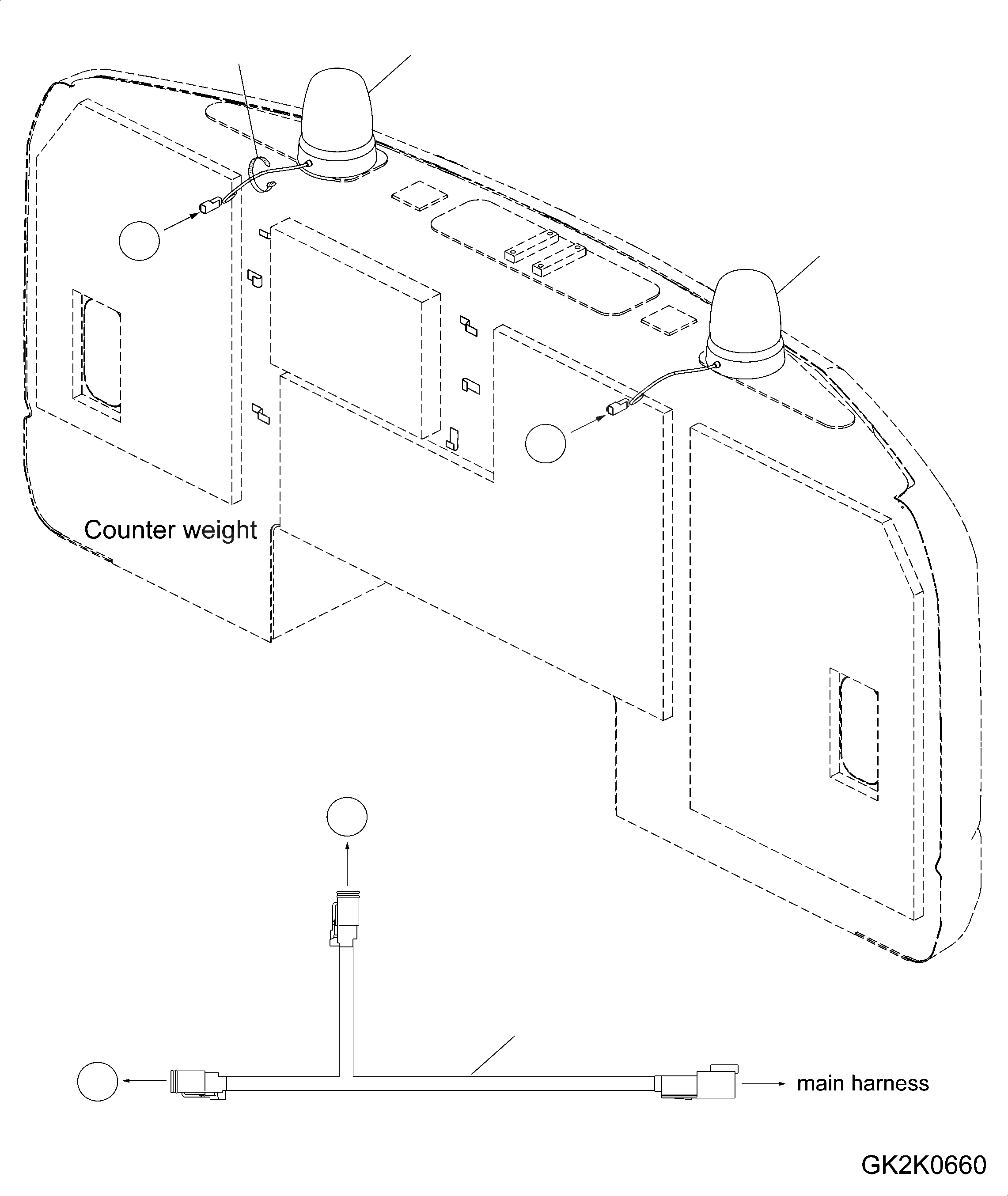 Схема запчастей Komatsu PW160-7E0 - ПРОБЛЕСК. МАЯК (ПРОТИВОВЕС) E ЭЛЕКТРИКА