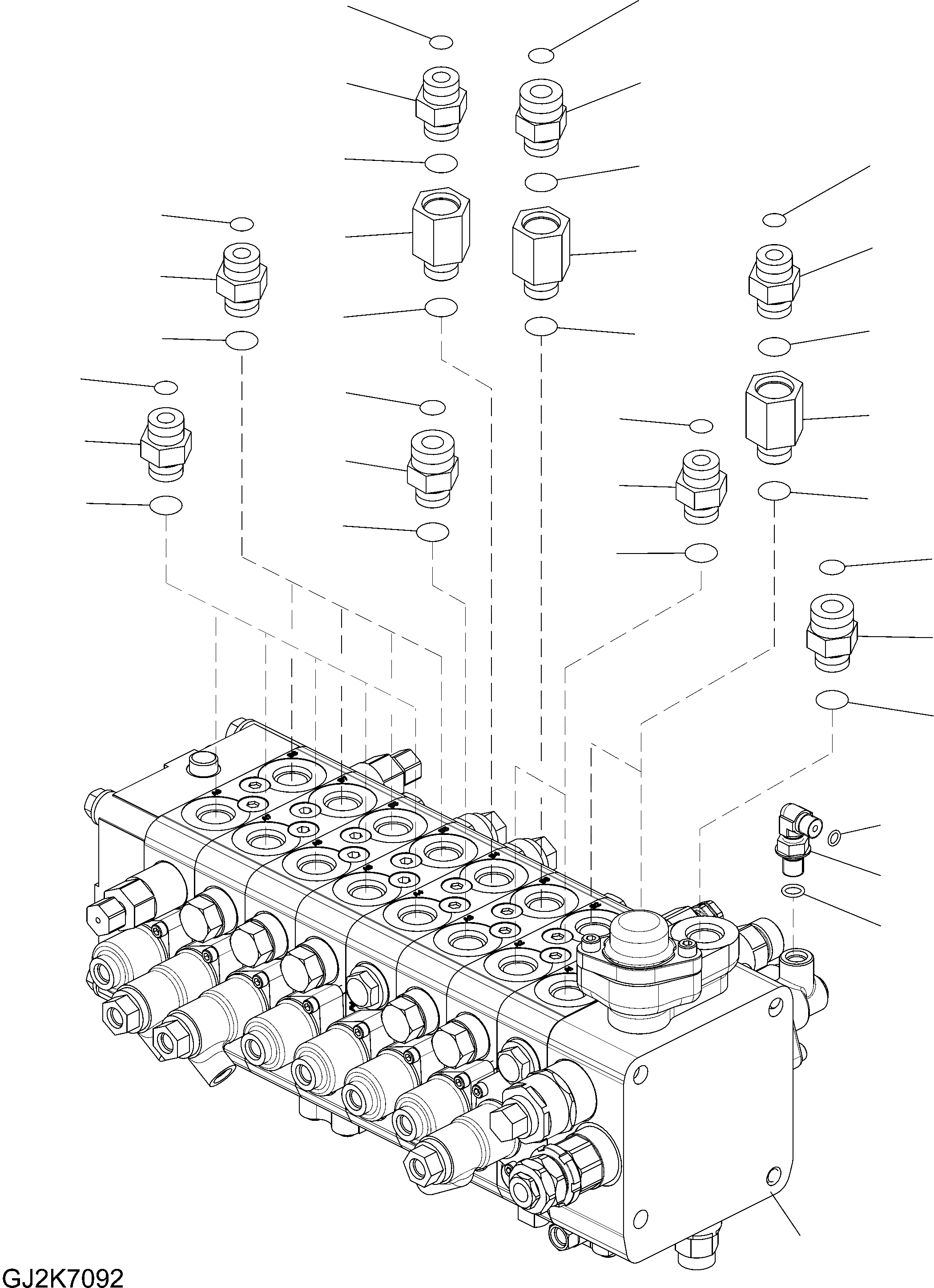 Схема запчастей Komatsu PW160-7E0 - ОСНОВН. КЛАПАН (8-СЕКЦИОНН./TWO-ЧАСТИ СТРЕЛА) - СОЕДИНИТЕЛЬН. ЧАСТИ (/) H ГИДРАВЛИКА