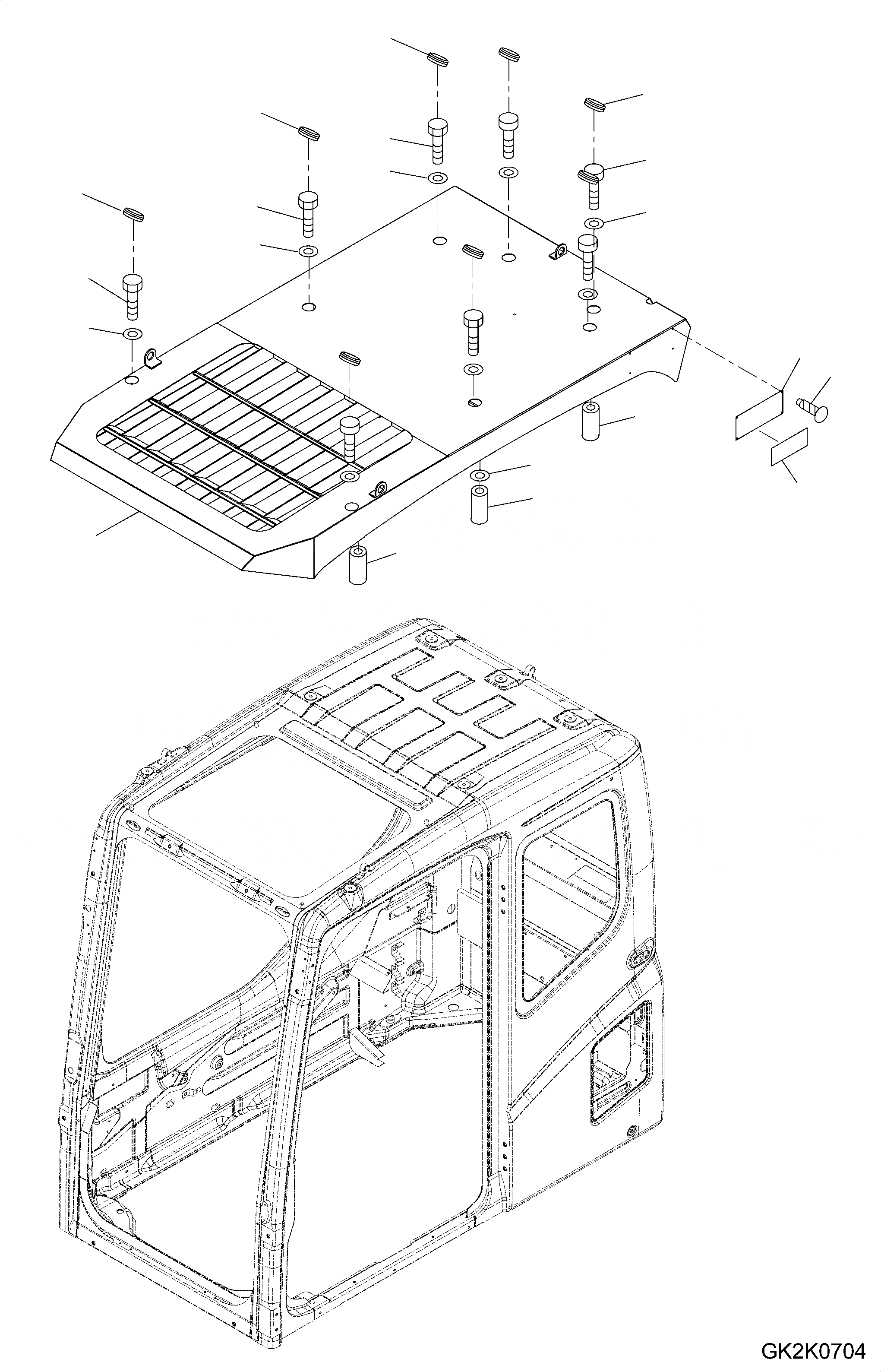 Схема запчастей Komatsu PW160-7E0 - ВЕРХНЯЯ ЗАЩИТА K OPERATORґS ОБСТАНОВКА И СИСТЕМА УПРАВЛЕНИЯ