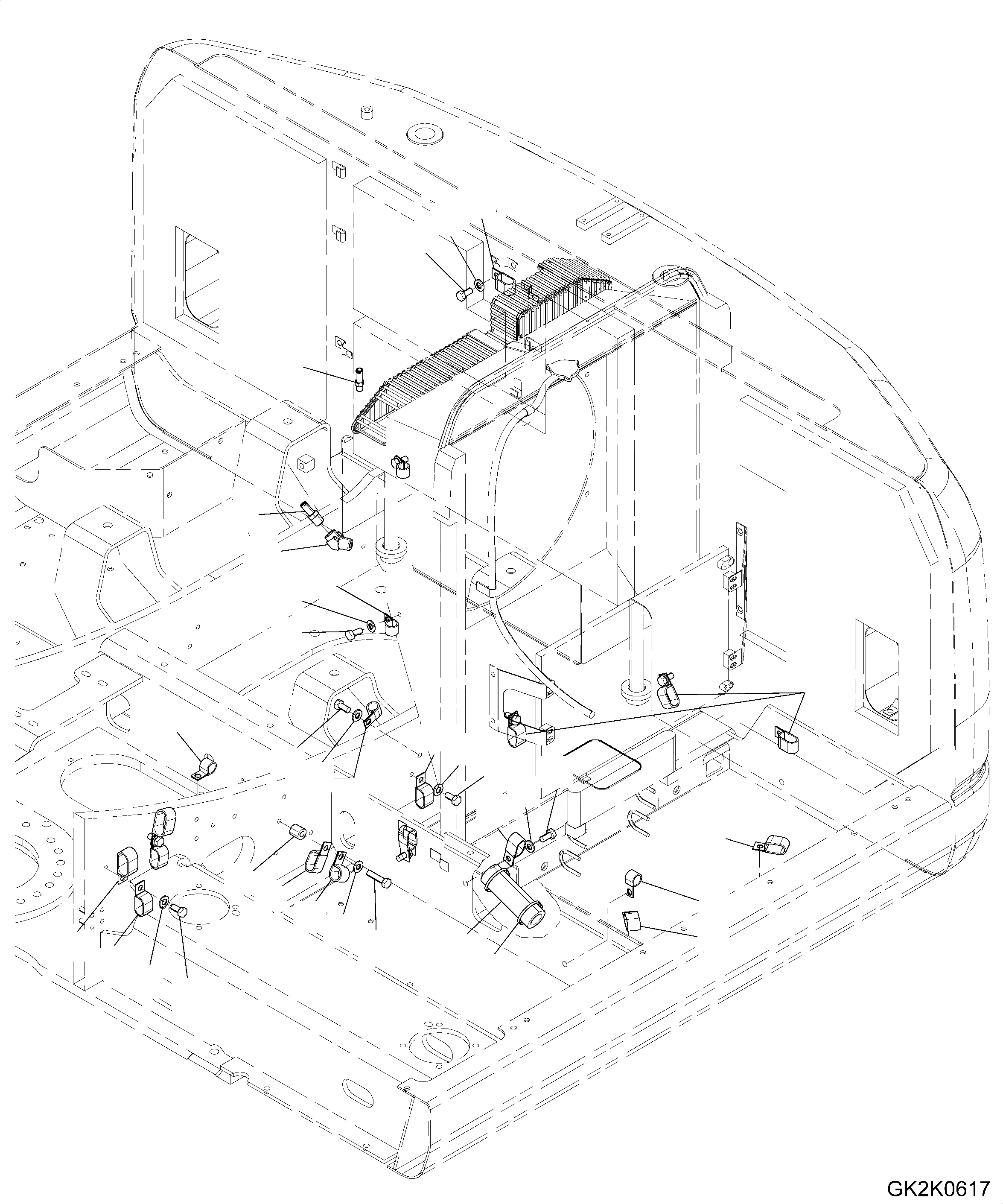 Схема запчастей Komatsu PW160-7E0 - КОНДИЦ. ВОЗДУХА (КРЕПЛЕНИЕ ШЛАНГОВS) K OPERATORґS ОБСТАНОВКА И СИСТЕМА УПРАВЛЕНИЯ
