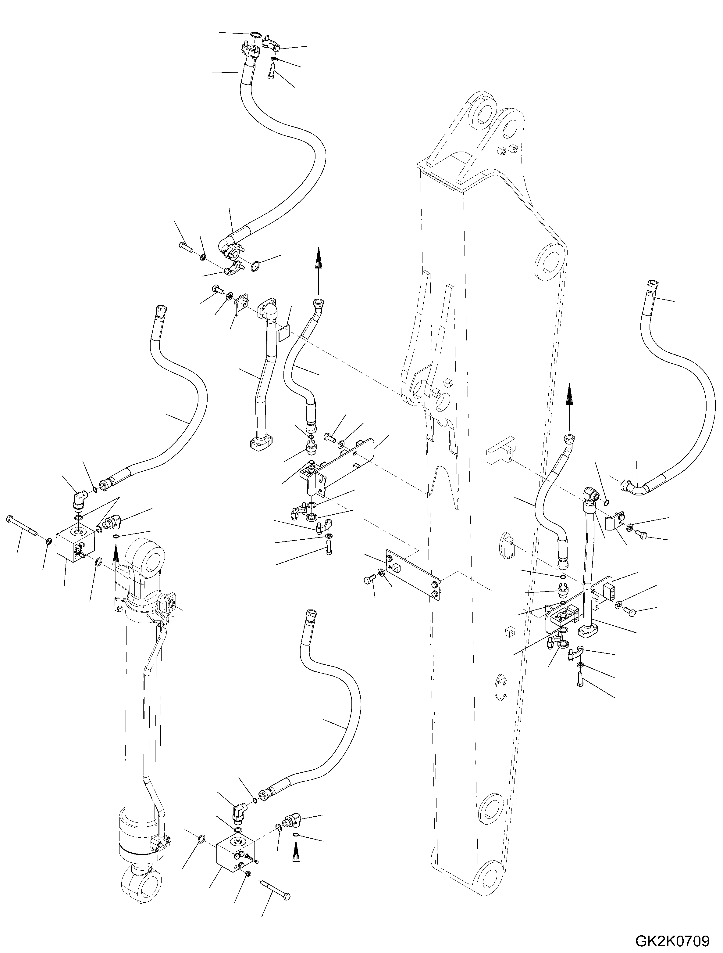 Схема запчастей Komatsu PW160-7E0 - ГИДРОЛИНИЯ - РУКОЯТЬ (.M) T РАБОЧЕЕ ОБОРУДОВАНИЕ