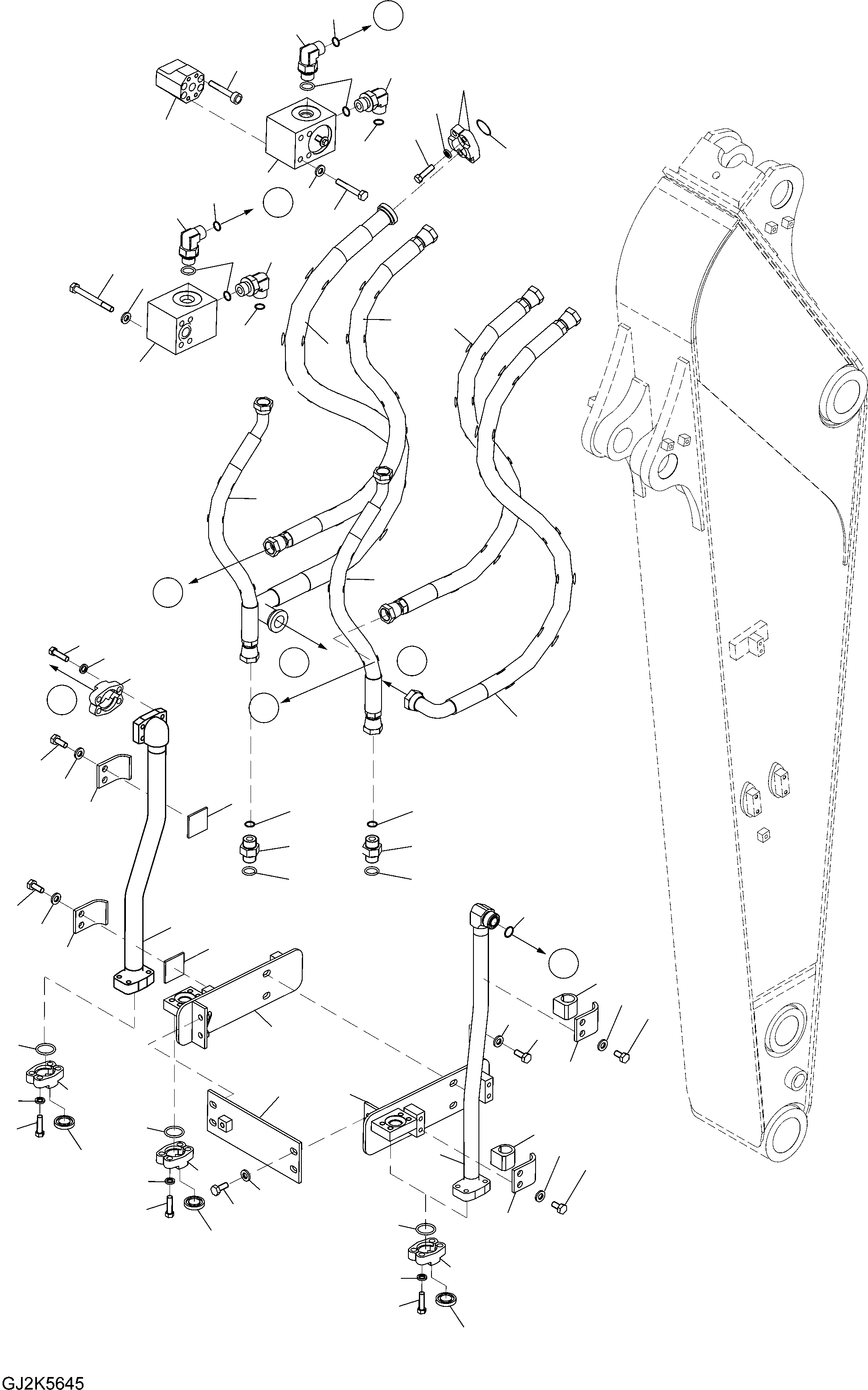 Схема запчастей Komatsu PW160-7E0 - ГИДРОЛИНИЯ - РУКОЯТЬ (.M) (ONE НАВЕСН. ОБОРУД) T РАБОЧЕЕ ОБОРУДОВАНИЕ