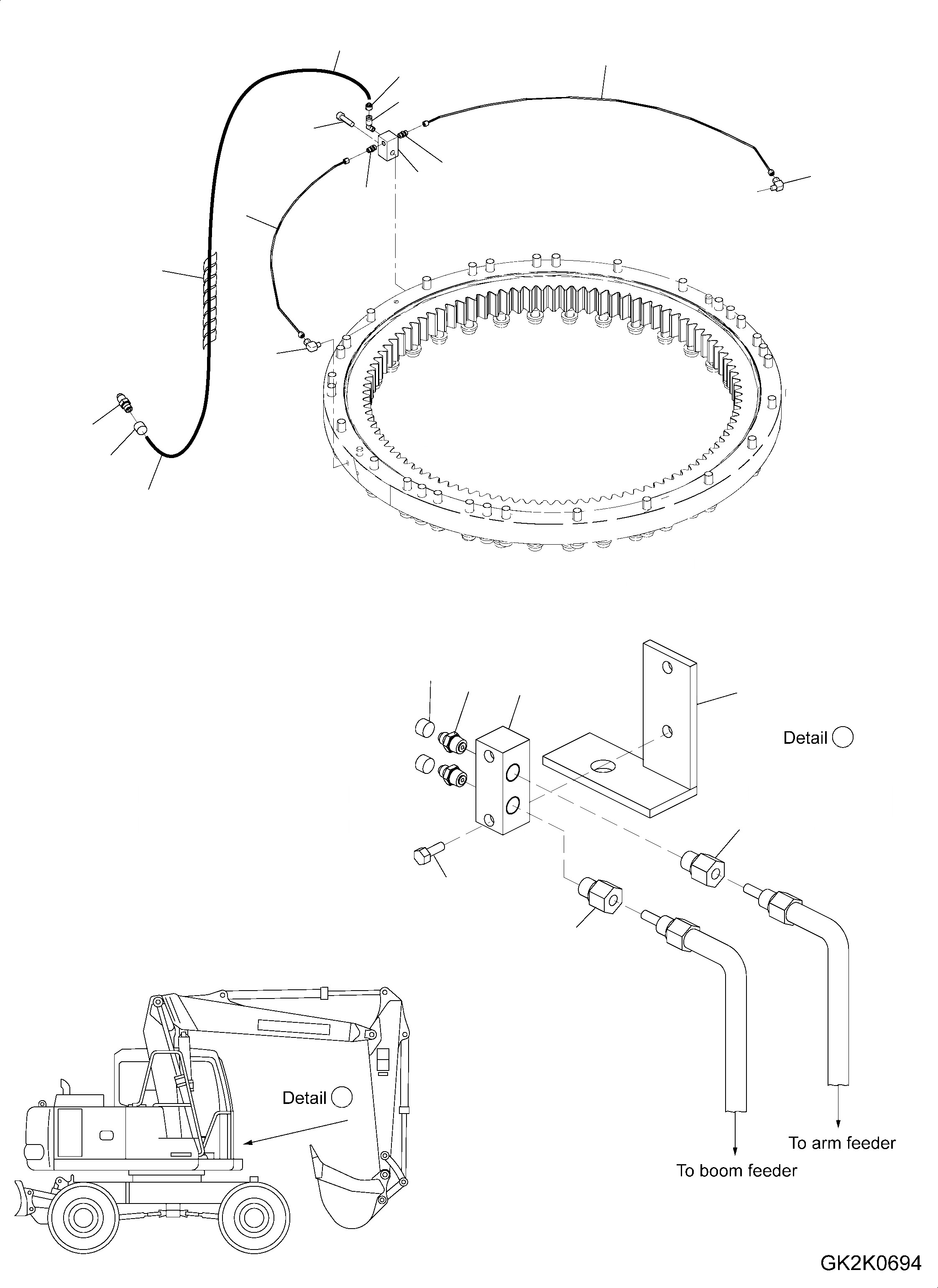 Схема запчастей Komatsu PW160-7E0 - СМАЗКА ВРАЩ. РАМА (С АВТОМАТИЧ. СМАЗКОЙ) W РАЗНОЕ