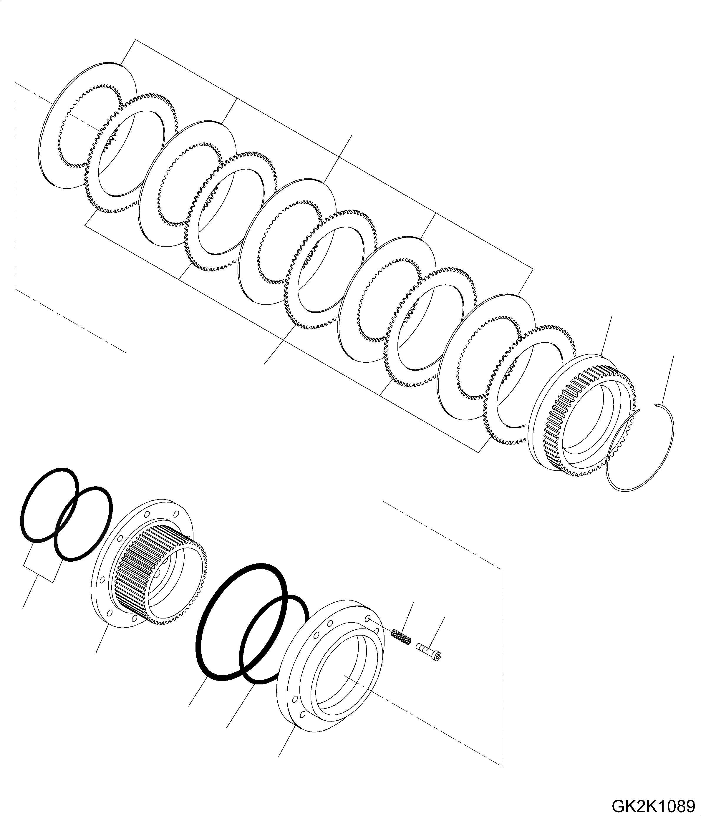 Схема запчастей Komatsu PW160-7E0 - ЗАДН. МОСТ (ТОРМОЗ.) (ВНУТР. ЧАСТИ) (/8) Y ОСНОВН. КОМПОНЕНТЫ И РЕМКОМПЛЕКТЫ
