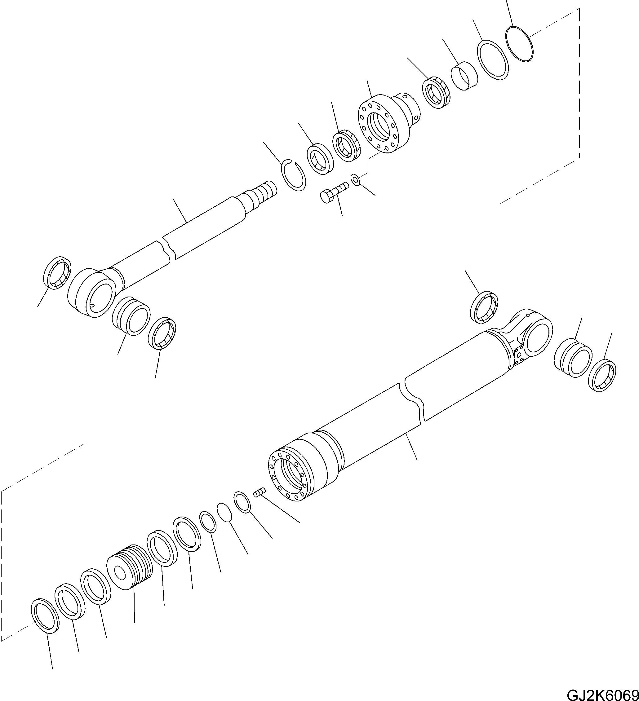 Схема запчастей Komatsu PW160-7E0 - ЦИЛИНДР КОВША (ВНУТР. ЧАСТИ) Y ОСНОВН. КОМПОНЕНТЫ И РЕМКОМПЛЕКТЫ