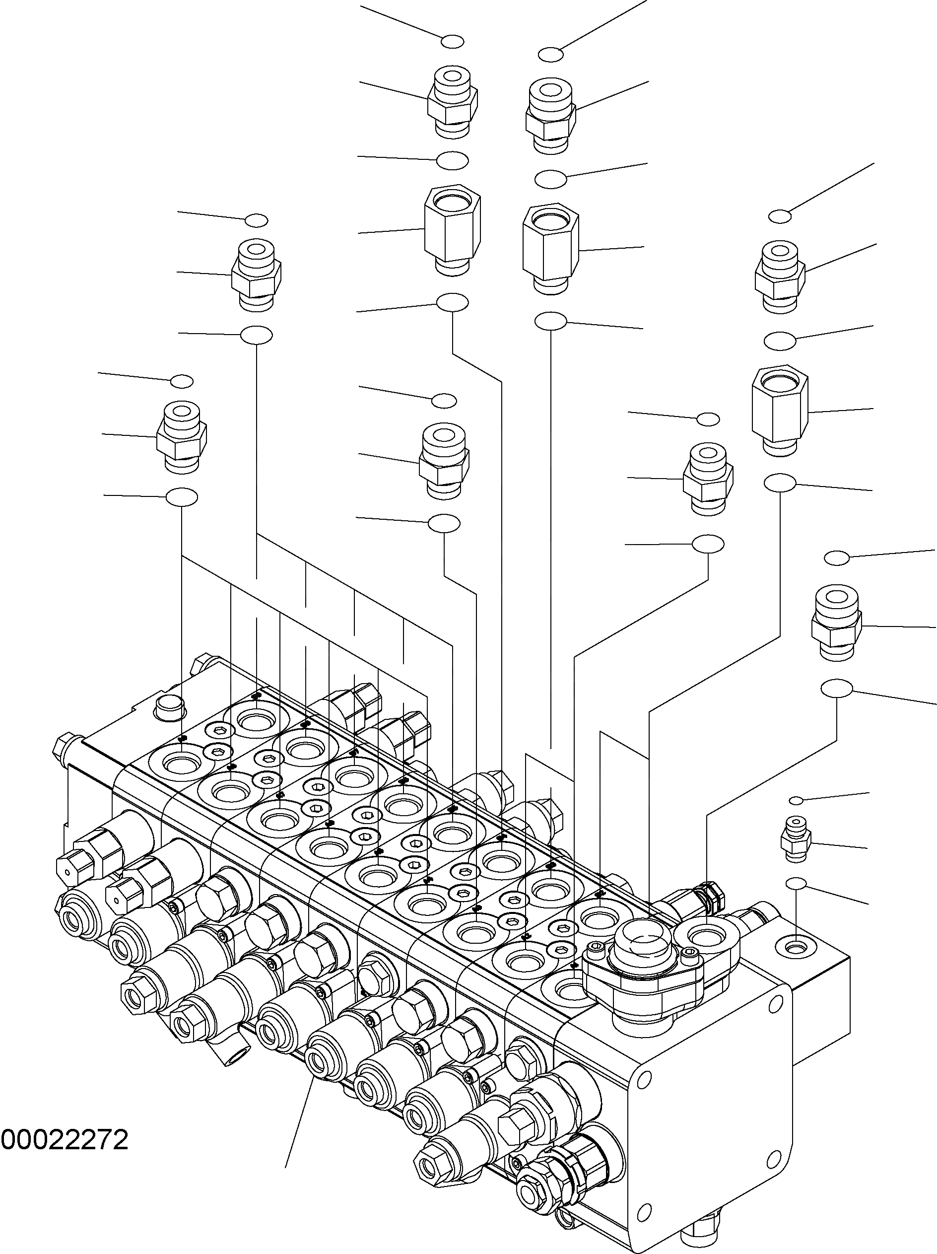 Схема запчастей Komatsu PW160-7 - ОСНОВН. КЛАПАН (9-СЕКЦИОНН./TWO-ЧАСТИ СТРЕЛА) - СОЕДИНИТЕЛЬН. ЧАСТИ (/) H ГИДРАВЛИКА
