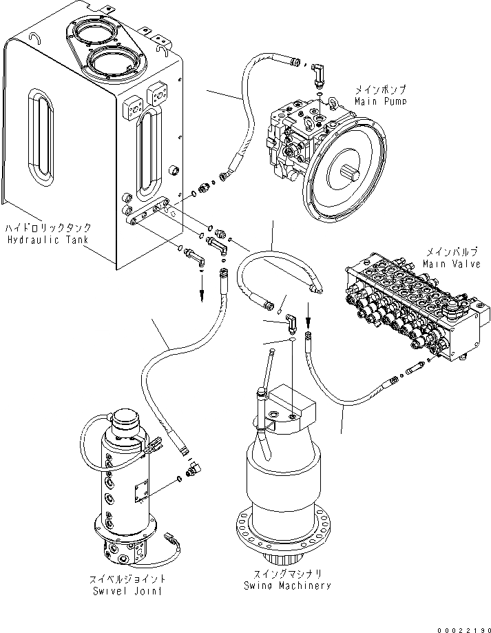 Схема запчастей Komatsu PW160-7 - ВОЗВРАТН. ЛИНИЯ (ВЕРХН.) H ГИДРАВЛИКА