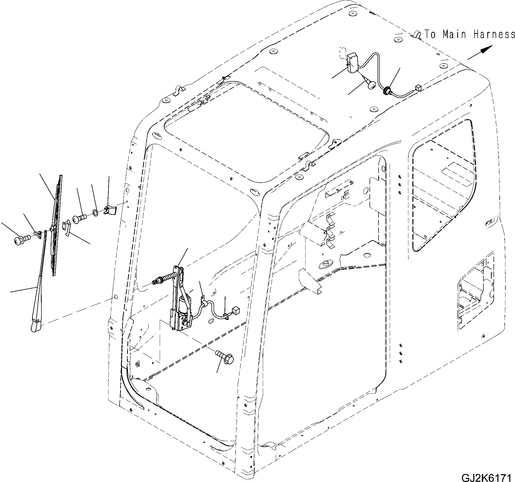 Схема запчастей Komatsu PW160-7 - OPERATORґS КАБИНА (ДВОРНИКИ И ОСВЕЩЕНИЕ) K OPERATORґS ОБСТАНОВКА И СИСТЕМА УПРАВЛЕНИЯ
