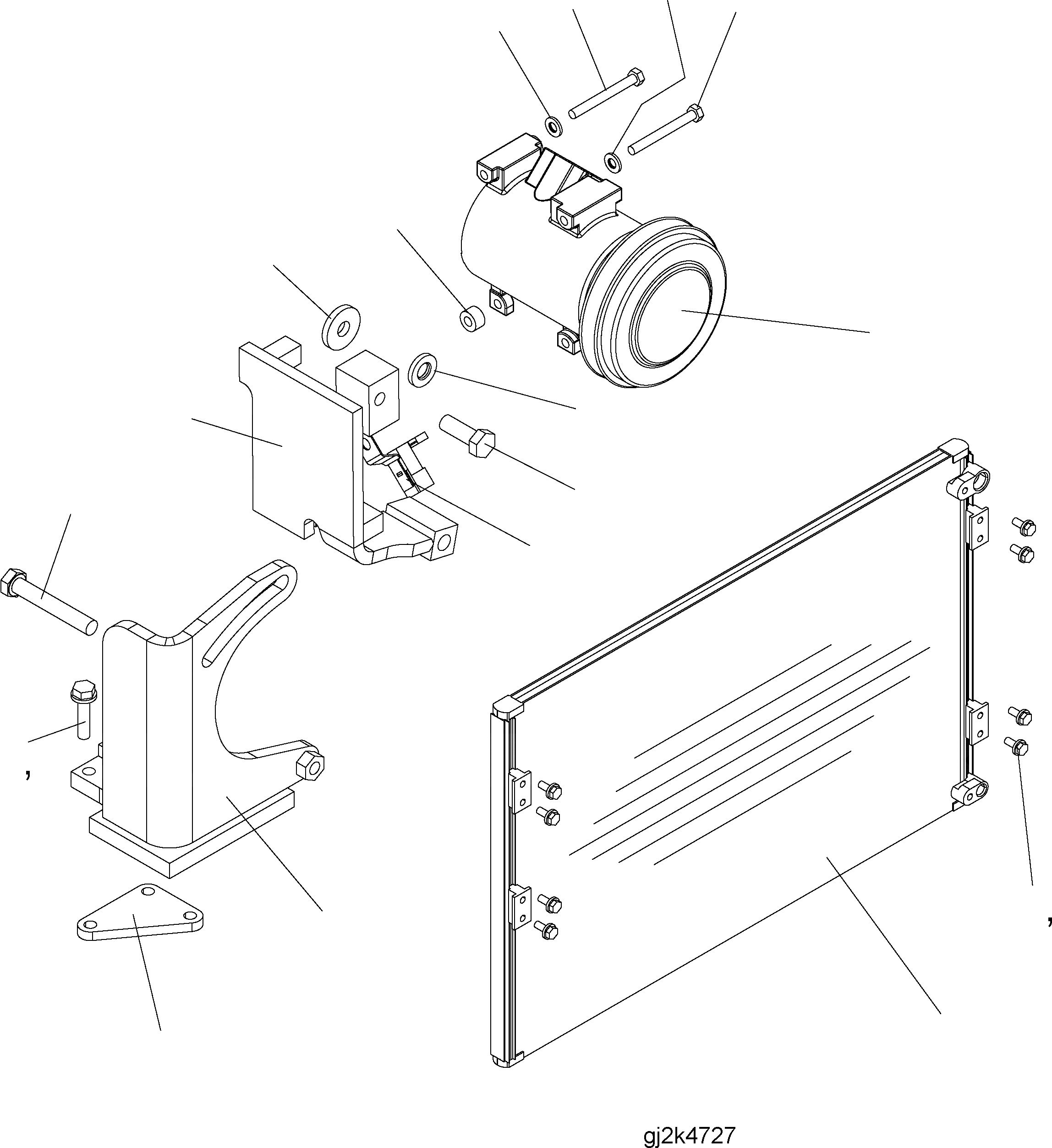 Схема запчастей Komatsu PW160-7 - КОНДИЦ. ВОЗДУХА (КОНДЕНСАТОР И КОМПРЕССОР) K OPERATORґS ОБСТАНОВКА И СИСТЕМА УПРАВЛЕНИЯ