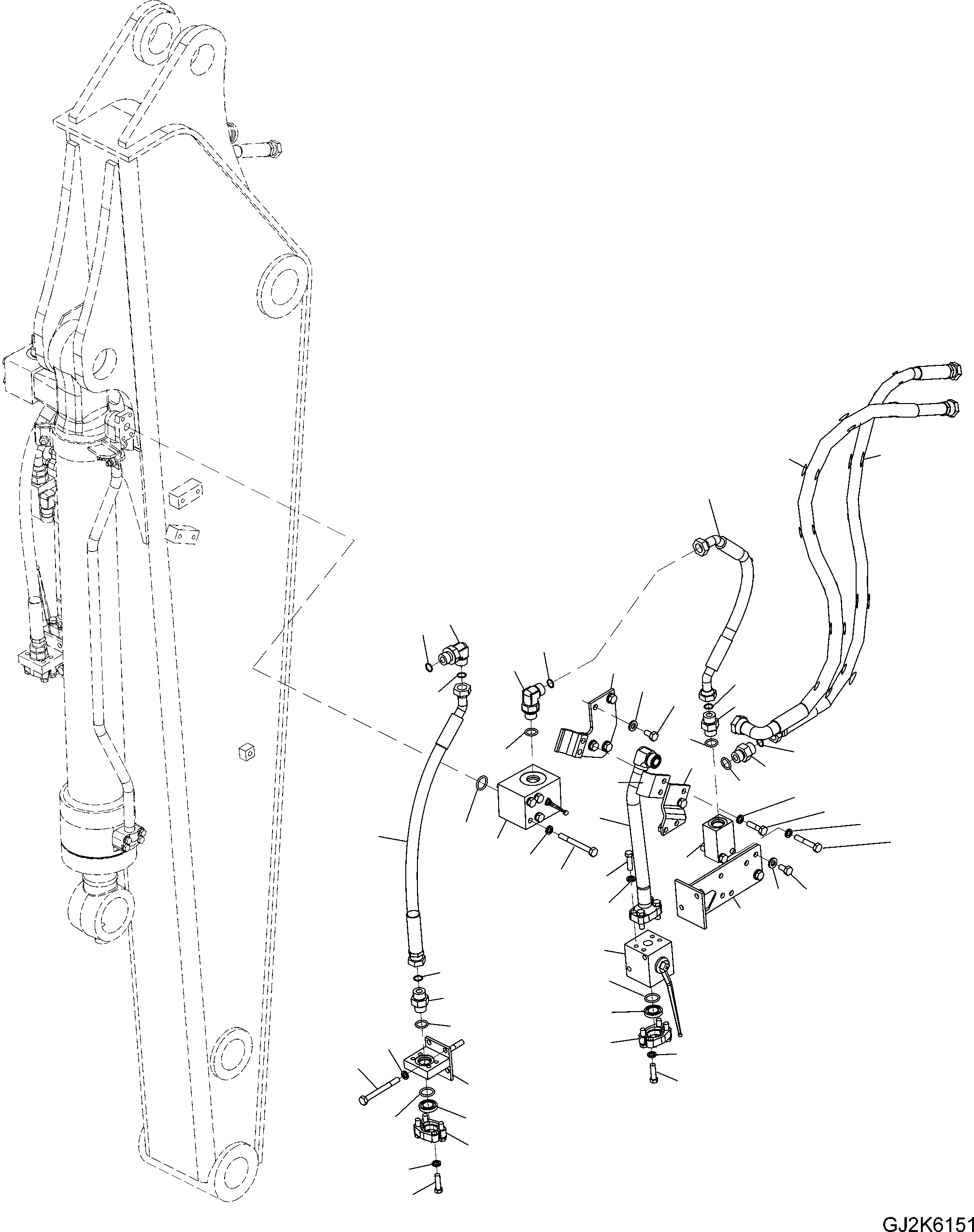 Схема запчастей Komatsu PW160-7 - РУКОЯТЬ (.M) - ТРУБЫ - 1 НАВЕСН. ОБОРУД (/) (LHS) T РАБОЧЕЕ ОБОРУДОВАНИЕ