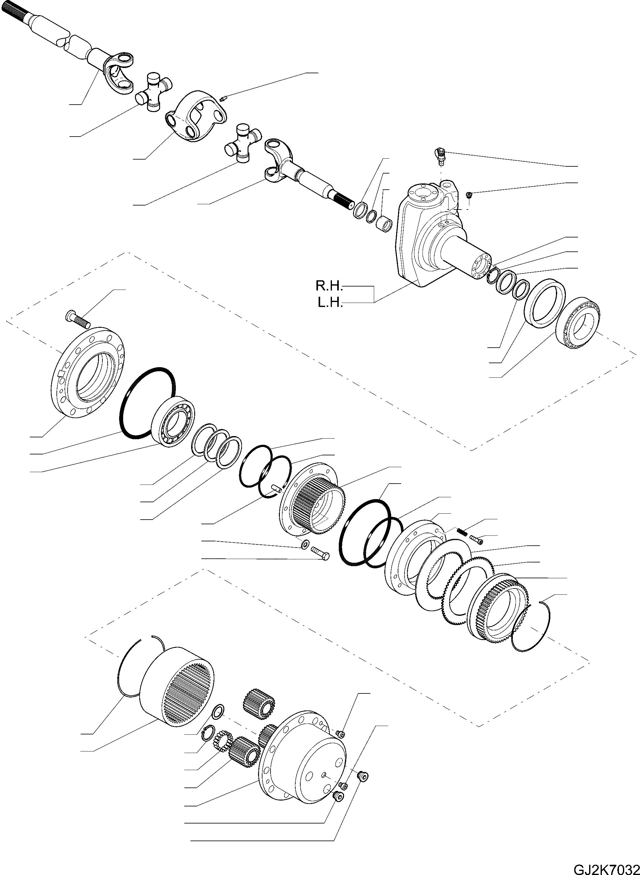 Схема запчастей Komatsu PW160-7 - ПЕРЕДНИЙ МОСТ (/) - КОЛЕСА ВТУЛКА ASSEMBLY С ТОРМОЗ. Y ОСНОВН. КОМПОНЕНТЫ И РЕМКОМПЛЕКТЫ