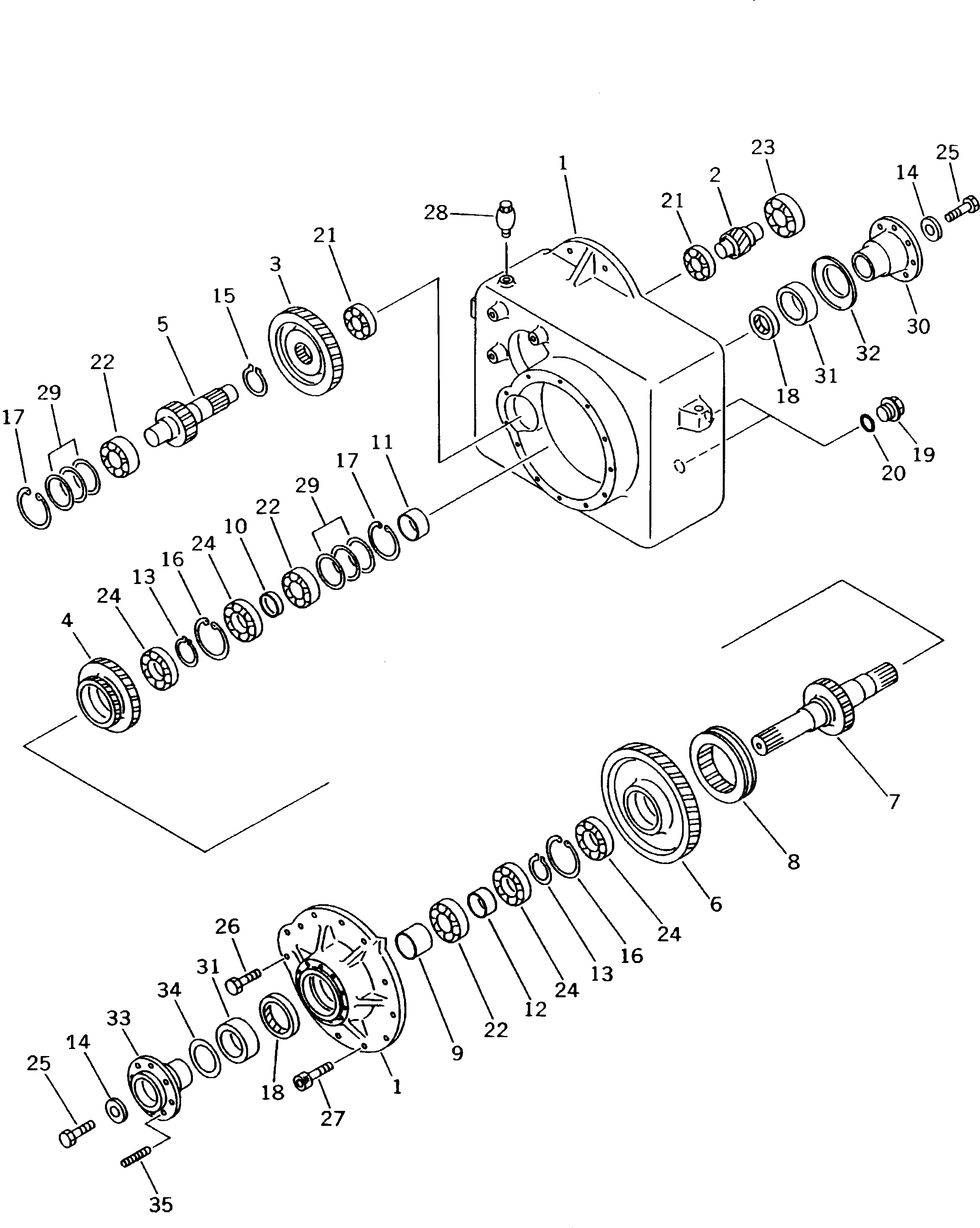 Схема запчастей Komatsu PW170-5K - КОРПУС ТРАНСМИССИИ (/) ШАССИ¤ ТРАНСМИССИЯ¤ МОСТ¤ КОЛЕСА И ВОЗД. СИСТЕМА