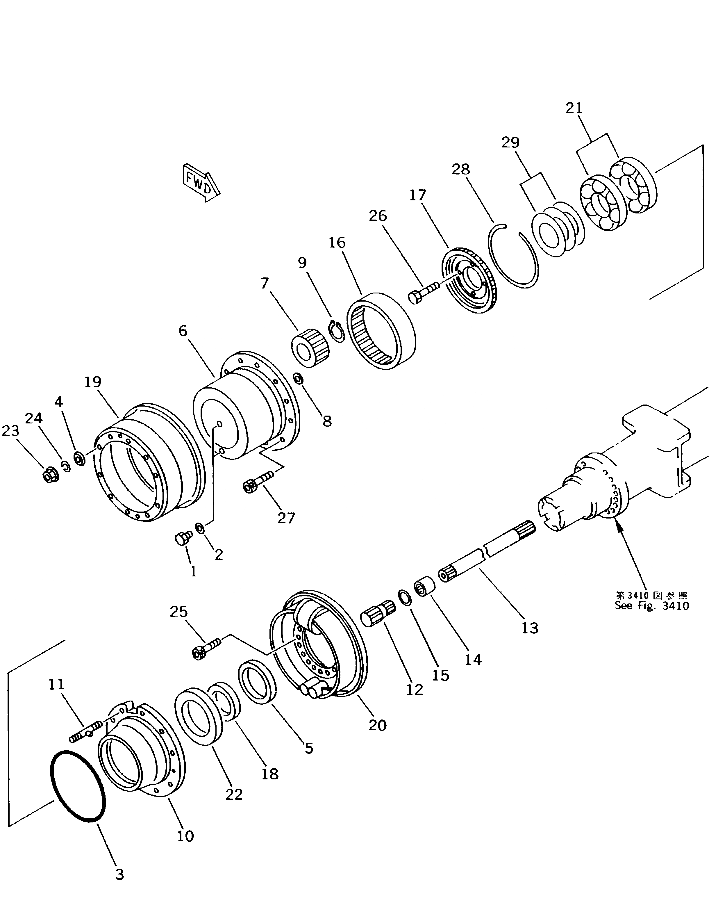 Схема запчастей Komatsu PW170-5K - ЗАДН. МОСТ (/) ШАССИ¤ ТРАНСМИССИЯ¤ МОСТ¤ КОЛЕСА И ВОЗД. СИСТЕМА
