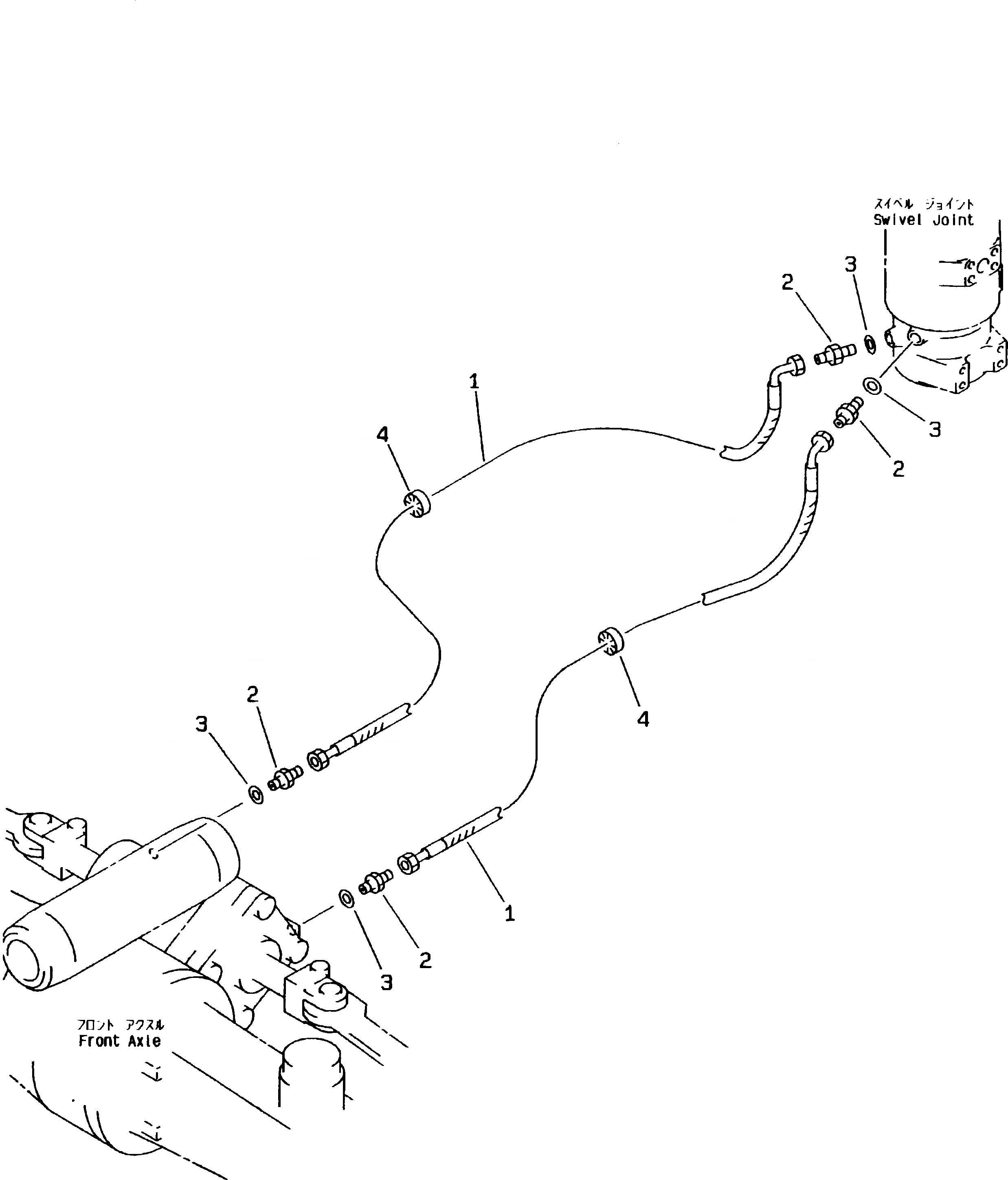 Схема запчастей Komatsu PW170-5K - ГИДРОЛИНИЯ (ЛИНИЯ ЦИЛИНДРА РУЛЕВ. УПР-Я) ШАССИ¤ ТРАНСМИССИЯ¤ МОСТ¤ КОЛЕСА И ВОЗД. СИСТЕМА