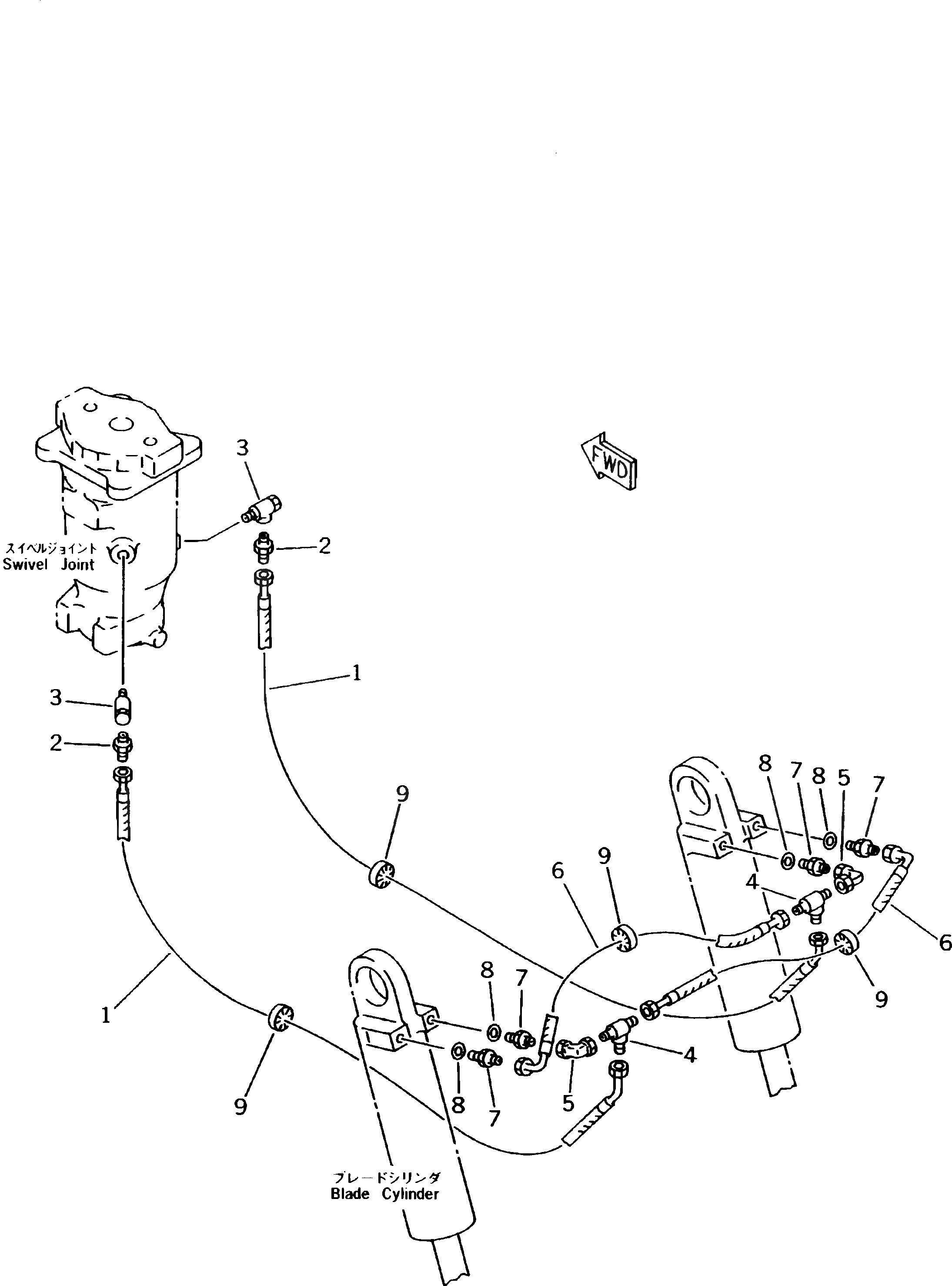 Схема запчастей Komatsu PW170-5K - ГИДРОЛИНИЯ (ЗАДН. ОТВАЛ ЦИЛИНДР НИЖН. ЛИНИЯ) ШАССИ¤ ТРАНСМИССИЯ¤ МОСТ¤ КОЛЕСА И ВОЗД. СИСТЕМА