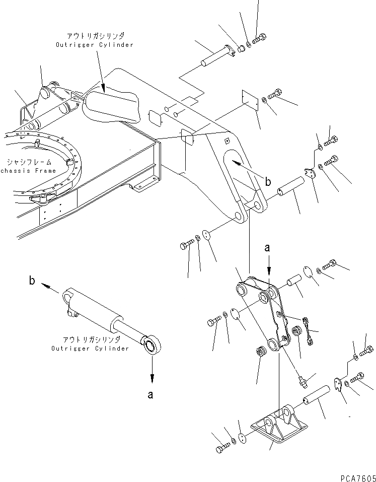 Схема запчастей Komatsu PW170-5K - ОПОРА (ЗАДН.) ШАССИ¤ ТРАНСМИССИЯ¤ МОСТ¤ КОЛЕСА И ВОЗД. СИСТЕМА