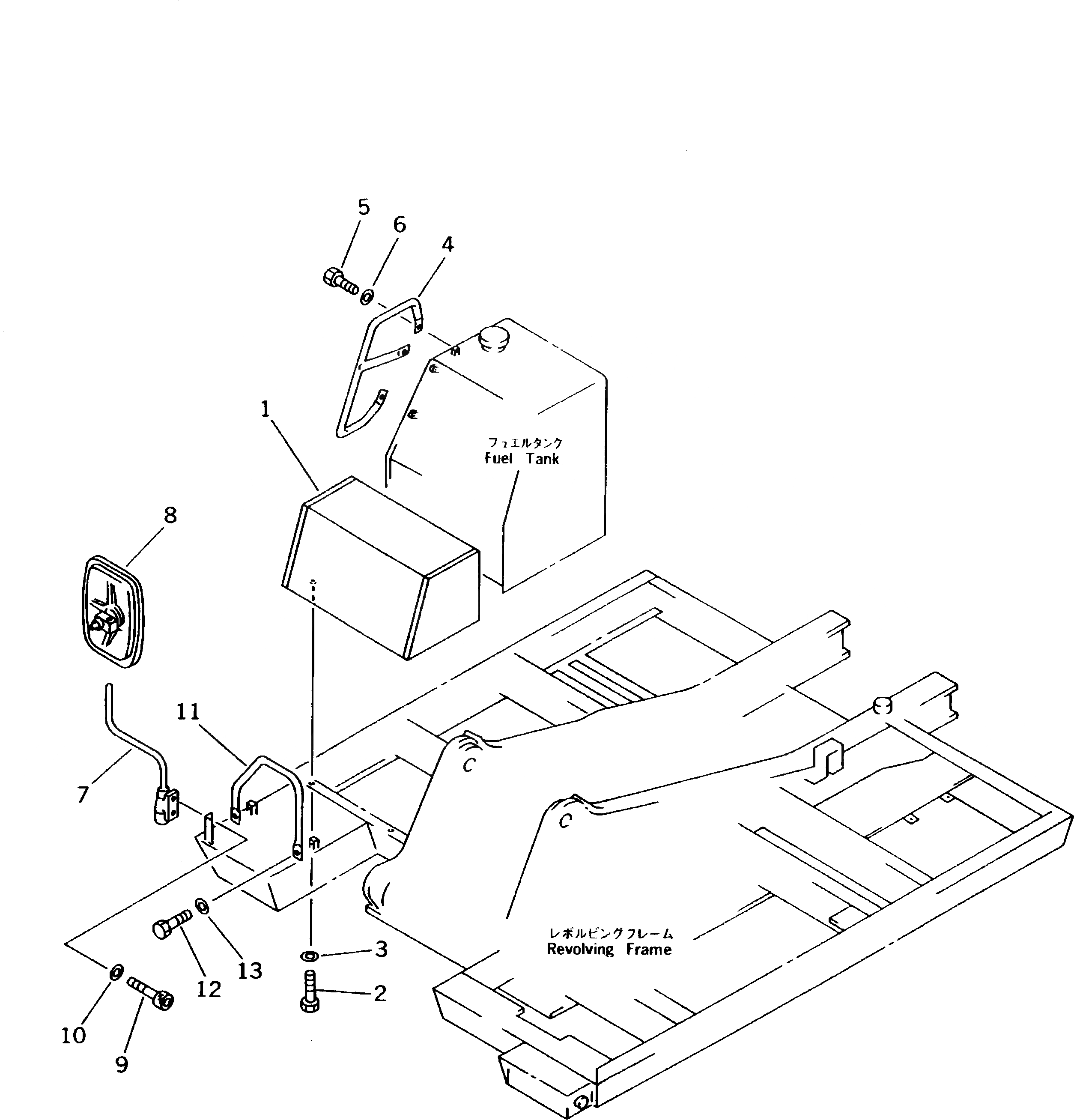 Схема запчастей Komatsu PW170-5K - КРЫШКАAND ПРАВ. ЗАДН. VIEW MIRROR(№K-.) ЧАСТИ КОРПУСА