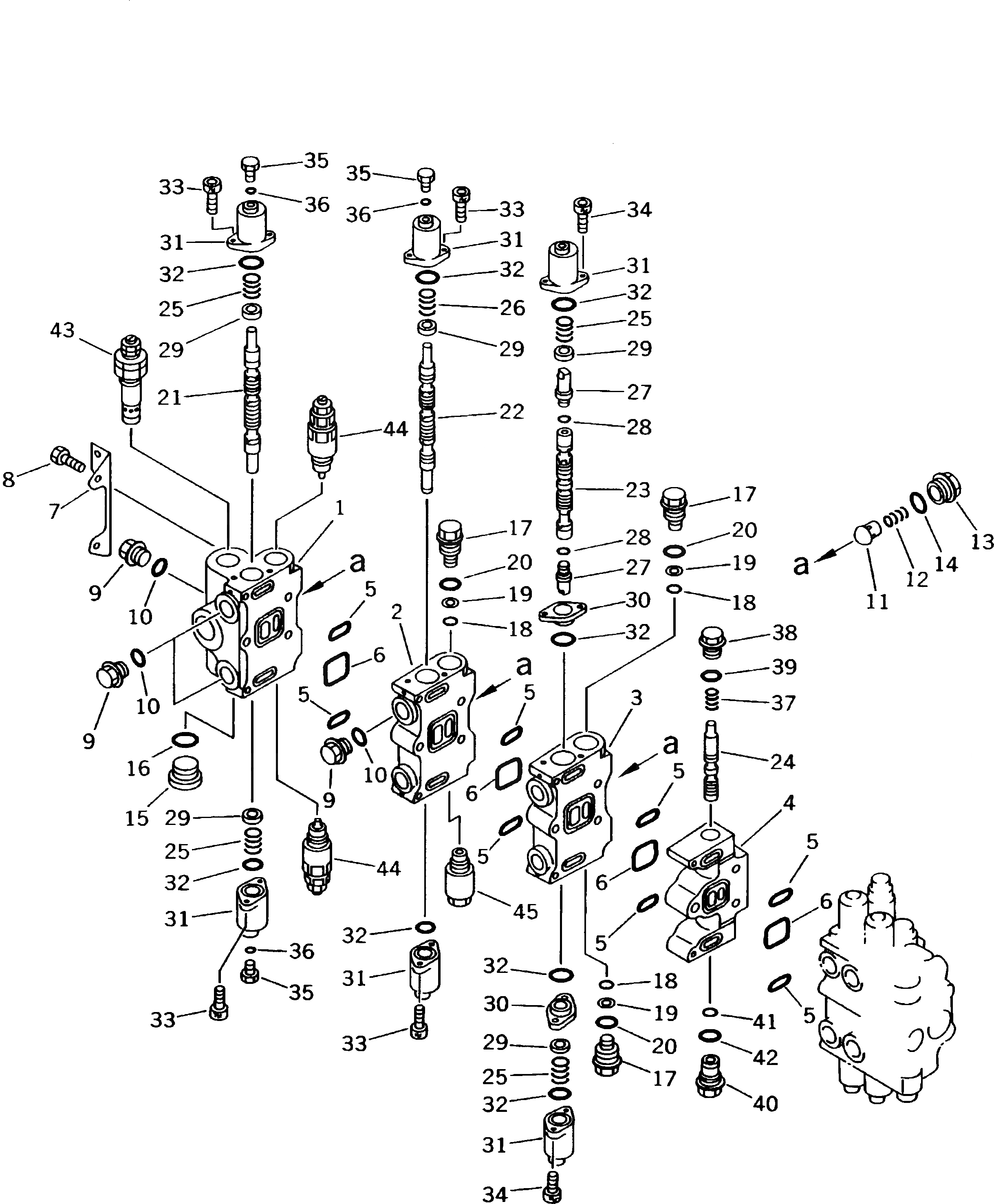 Схема запчастей Komatsu PW170-5K - ГИДРАВЛ УПРАВЛЯЮЩ. КЛАПАН¤ ЛЕВ. (/) УПРАВЛ-Е РАБОЧИМ ОБОРУДОВАНИЕМ