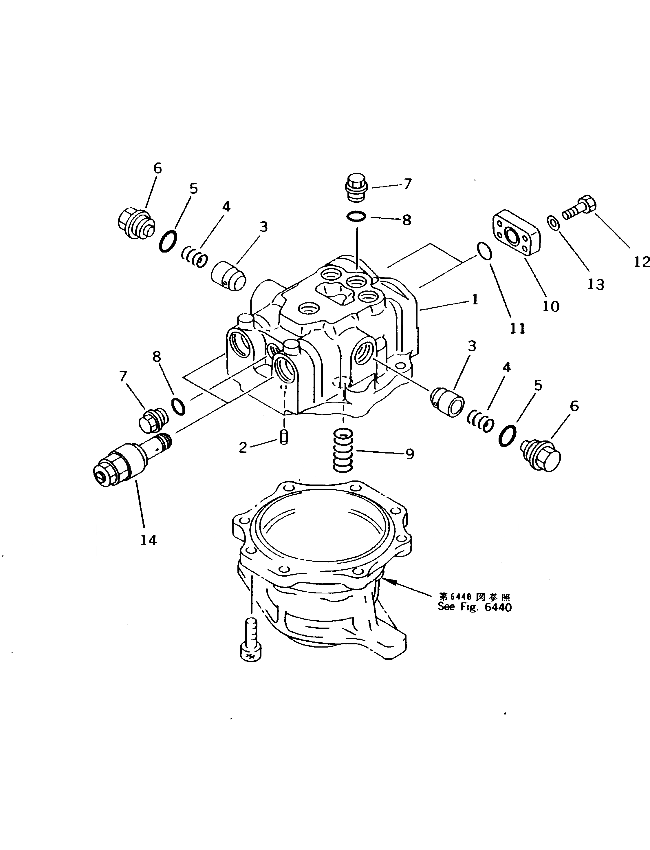 Схема запчастей Komatsu PW170-5K - МОТОР ПОВОРОТА (/) УПРАВЛ-Е РАБОЧИМ ОБОРУДОВАНИЕМ