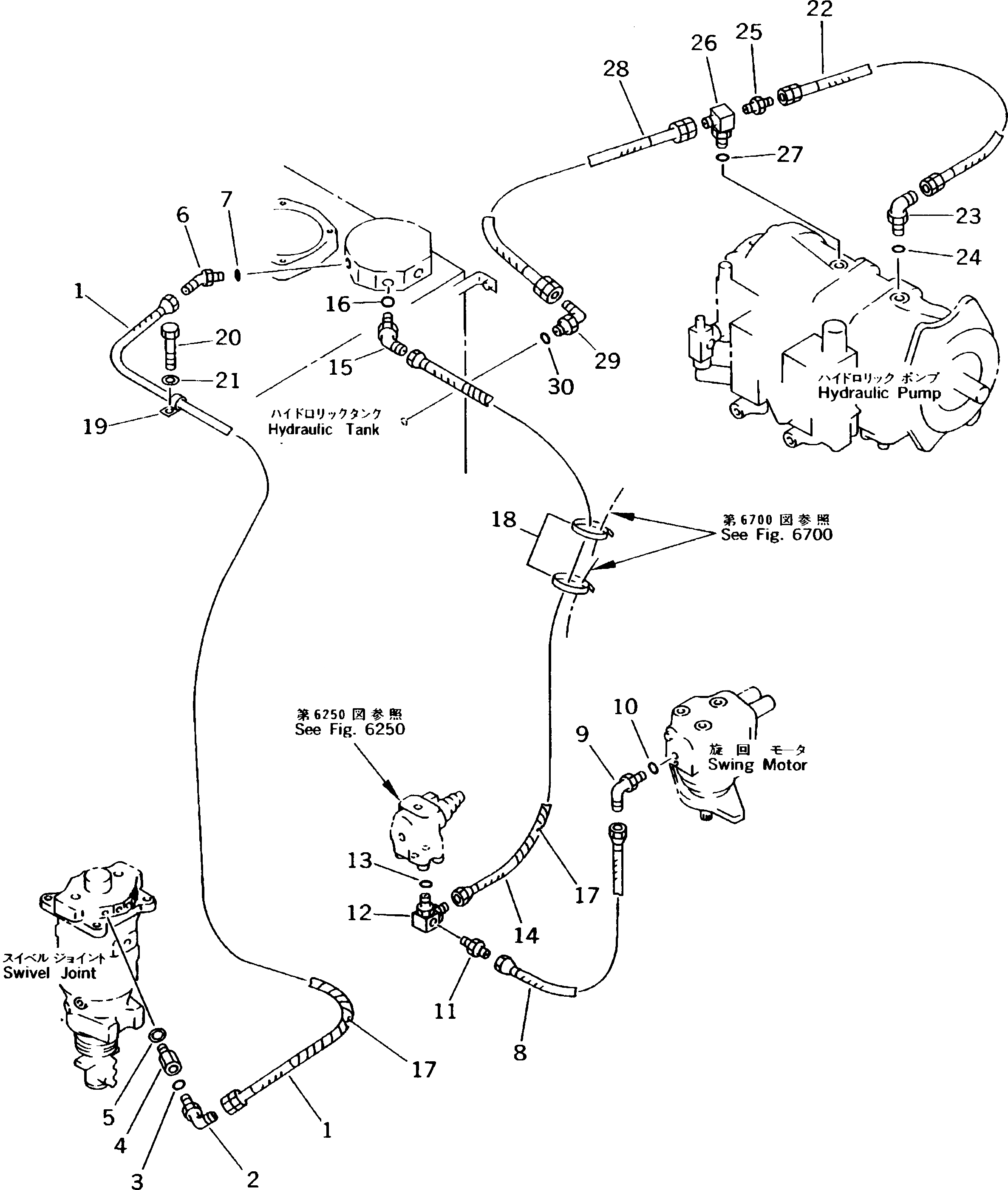 Схема запчастей Komatsu PW170-5K - ГИДРОЛИНИЯ (ВОЗВРАТН. ЛИНИЯ) УПРАВЛ-Е РАБОЧИМ ОБОРУДОВАНИЕМ
