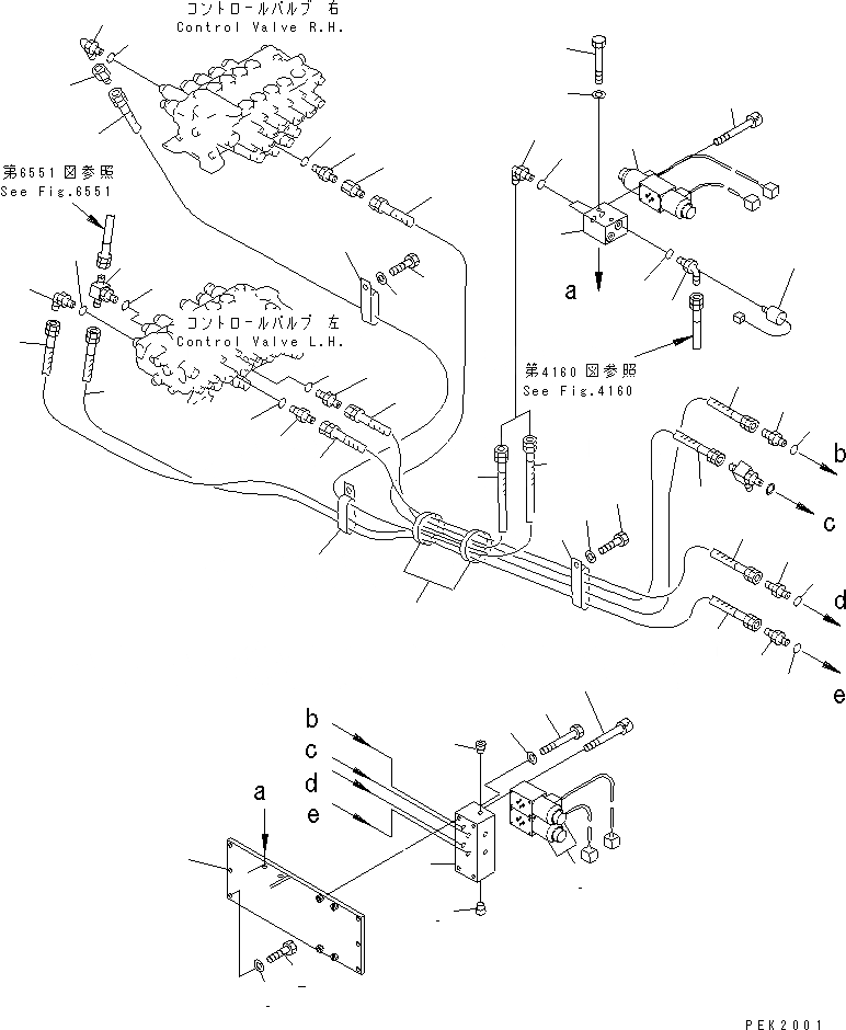 Схема запчастей Komatsu PW170-5K - ГИДРОЛИНИЯ (P.P.C. ТРУБЫ /)(№K-.) УПРАВЛ-Е РАБОЧИМ ОБОРУДОВАНИЕМ