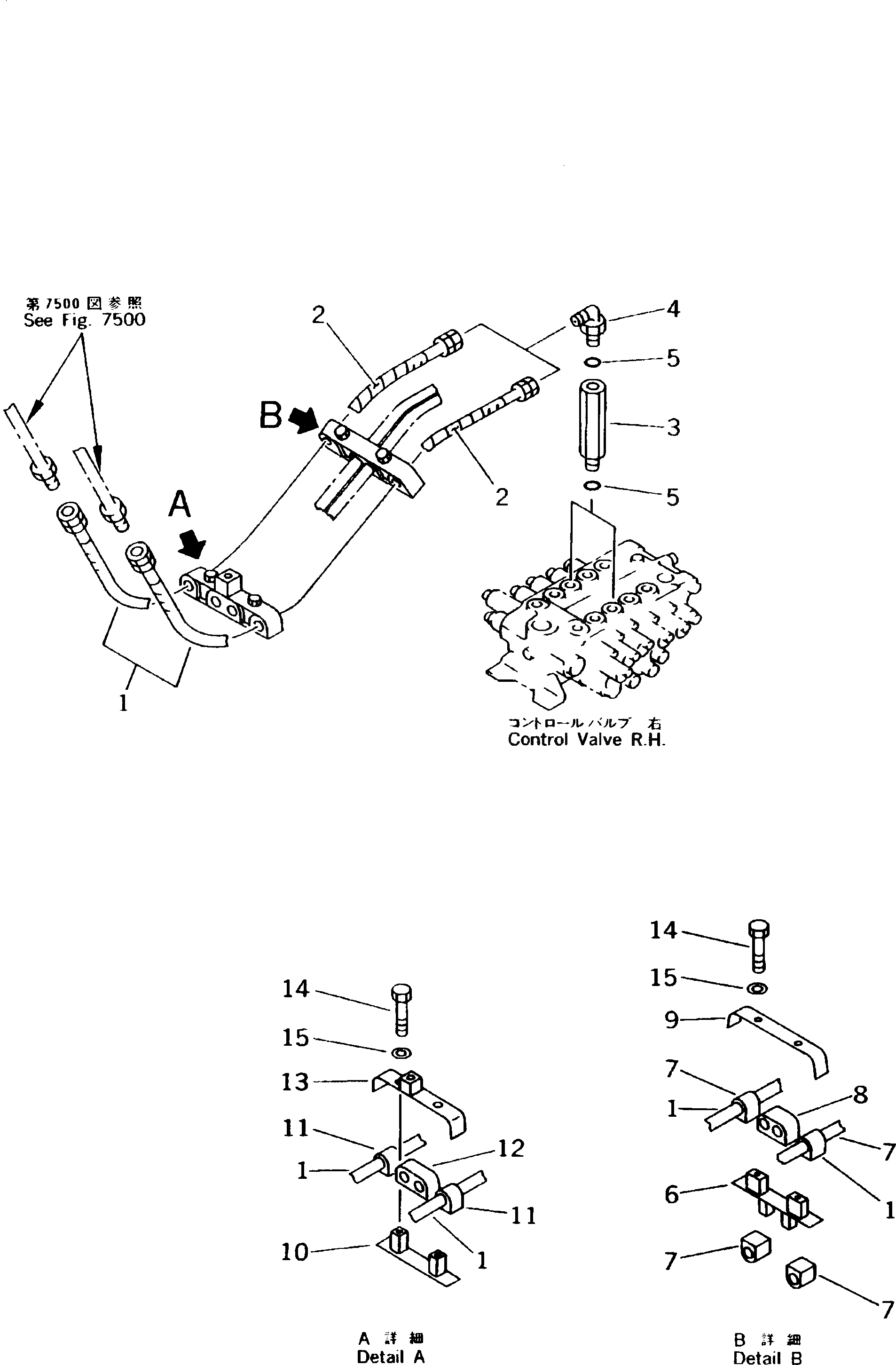 Схема запчастей Komatsu PW170-5K - ГИДРОЛИНИЯ (ЦИЛИНДР КОВША) (ШАССИ)      (ДЛЯ 2-СЕКЦИОНН. СТРЕЛЫ) УПРАВЛ-Е РАБОЧИМ ОБОРУДОВАНИЕМ