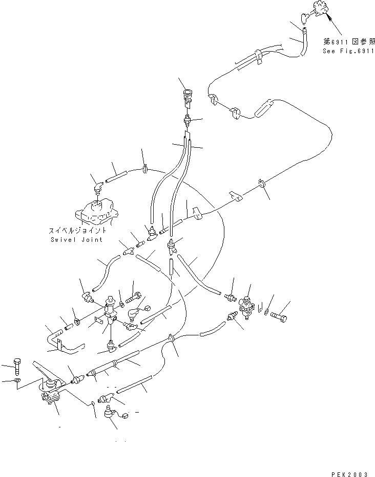 Схема запчастей Komatsu PW170-5K - ВЕРХН. ВОЗДУХОВОД (ЛИНИЯ ПЕДАЛИ ТОРМОЗА) УПРАВЛ-Е РАБОЧИМ ОБОРУДОВАНИЕМ