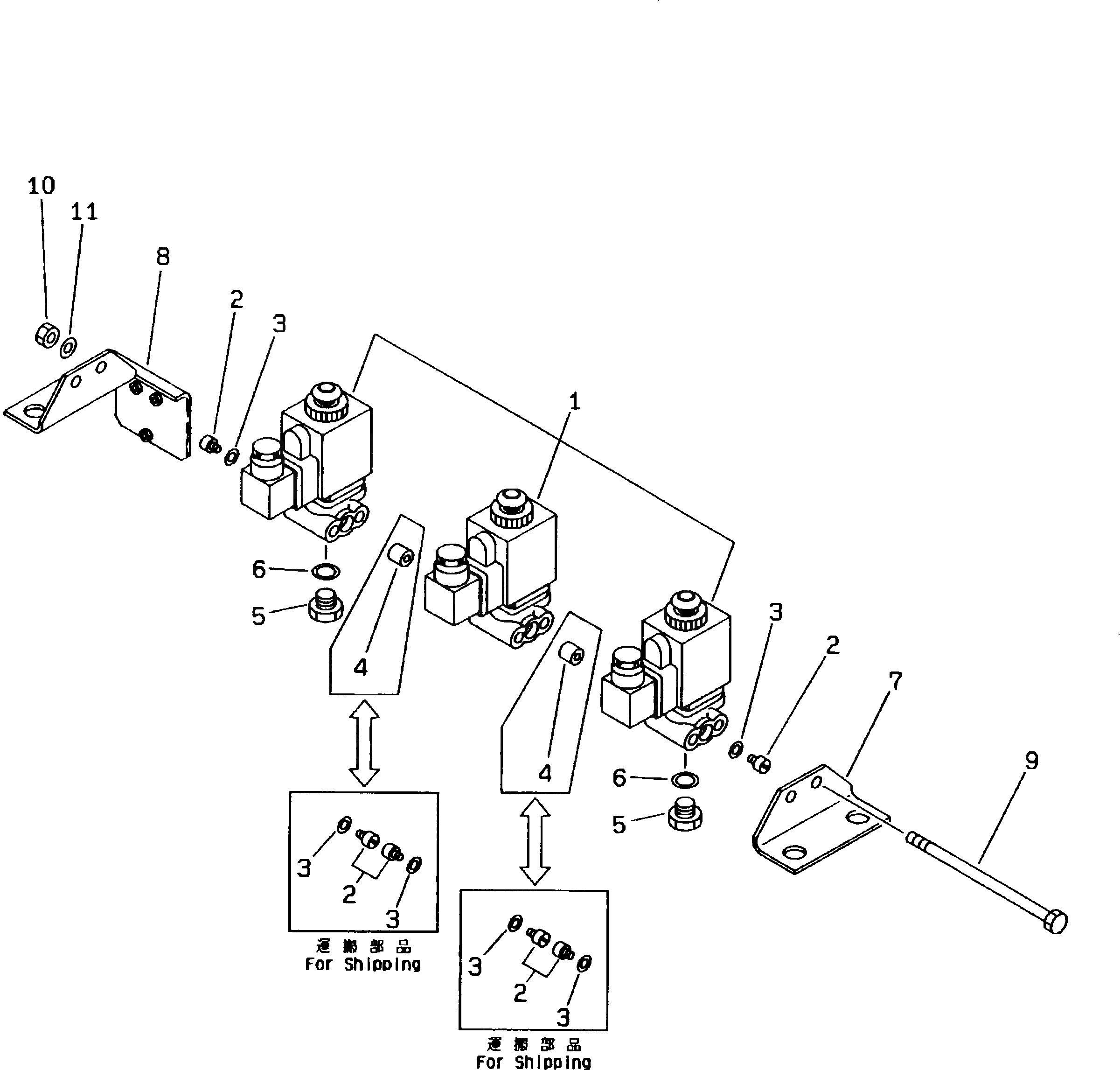 Схема запчастей Komatsu PW170-5K - СОЛЕНОИДНЫЙ КЛАПАН (ДЛЯ 4 ОПОРS) УПРАВЛ-Е РАБОЧИМ ОБОРУДОВАНИЕМ