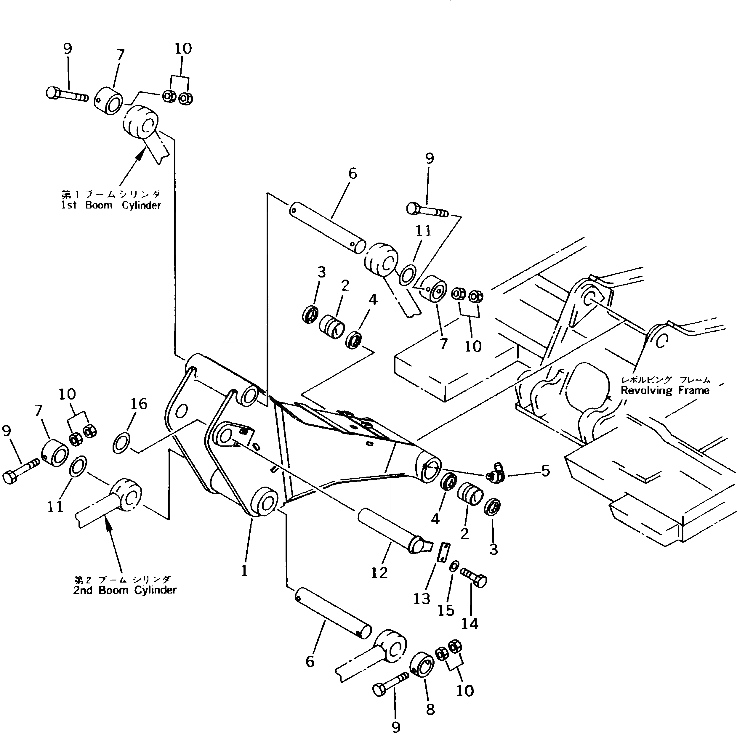 Схема запчастей Komatsu PW170-5K - 1-Я СТРЕЛА(№K-.) РАБОЧЕЕ ОБОРУДОВАНИЕ