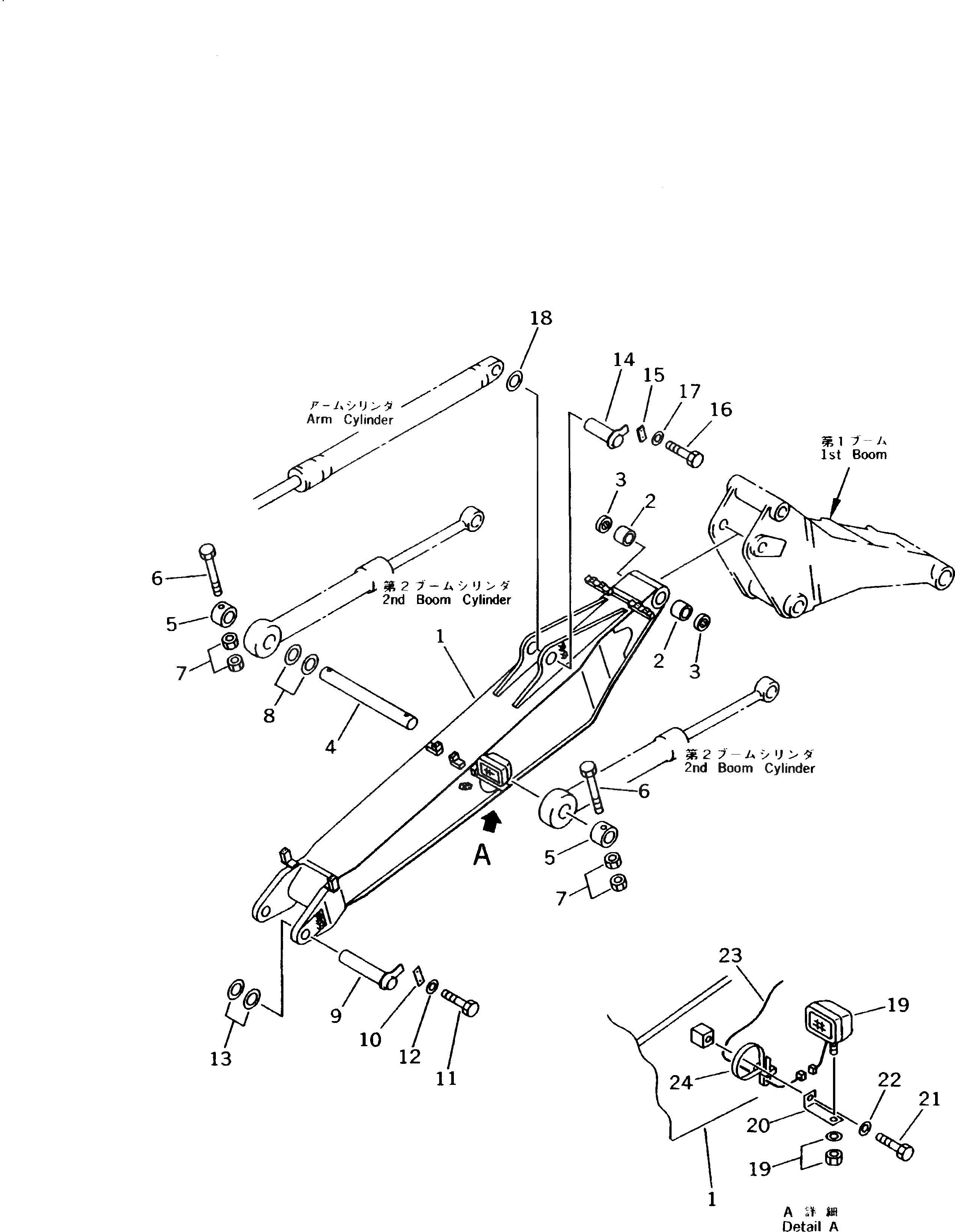 Схема запчастей Komatsu PW170-5K - 2-Я СТРЕЛА РАБОЧЕЕ ОБОРУДОВАНИЕ