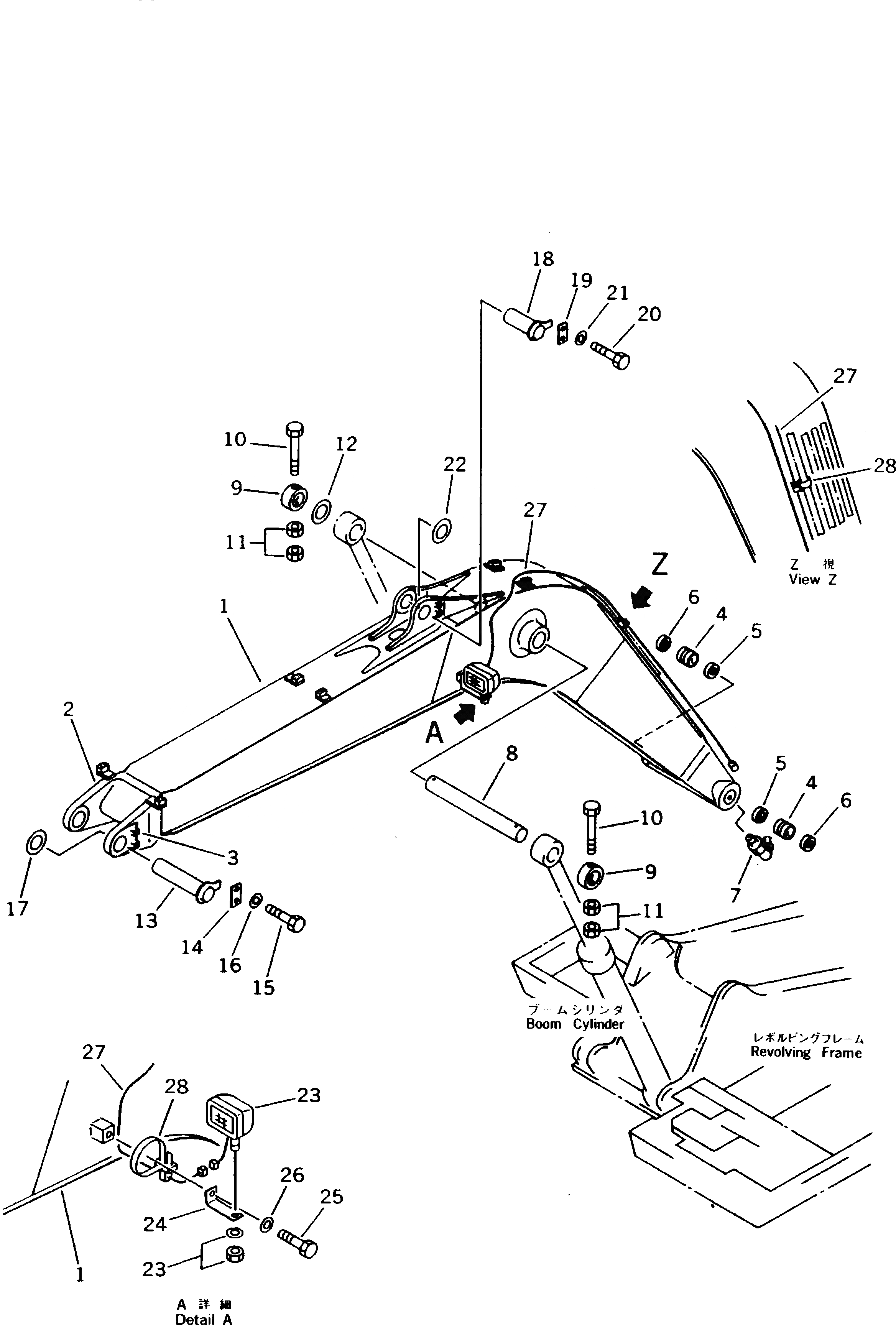 Схема запчастей Komatsu PW170-5K - СТРЕЛА РАБОЧЕЕ ОБОРУДОВАНИЕ