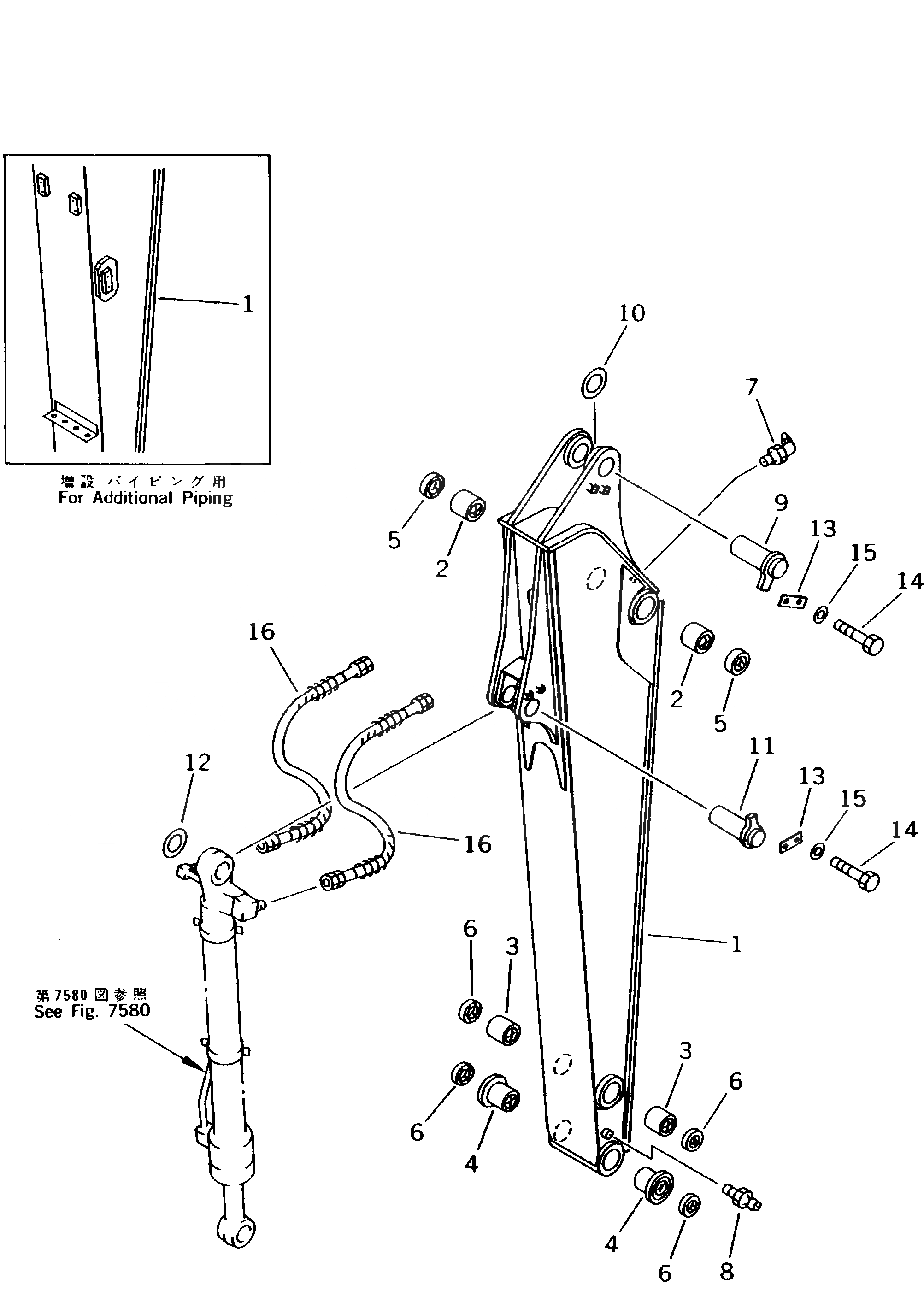 Схема запчастей Komatsu PW170-5K - РУКОЯТЬ¤ .M РАБОЧЕЕ ОБОРУДОВАНИЕ