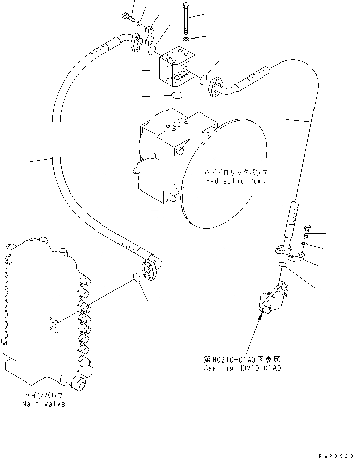 Схема запчастей Komatsu PW170ES-6K - ЛИНИЯ ПОДАЧИ(№K-K8) H ГИДРАВЛИКА