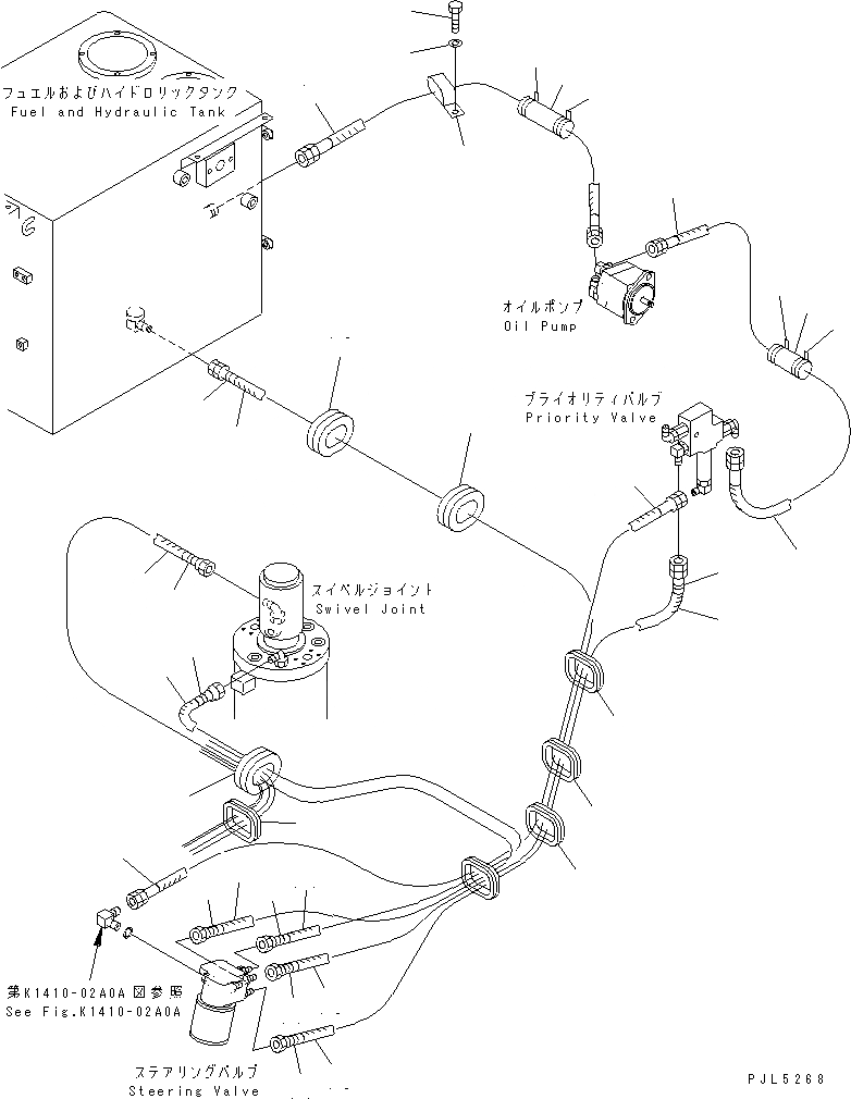Схема запчастей Komatsu PW170ES-6K - РУЛЕВ. УПРАВЛЕНИЕ ЛИНИЯ (ТРУБЫ)(№K-) K КАБИНА ОПЕРАТОРА И СИСТЕМА УПРАВЛЕНИЯ
