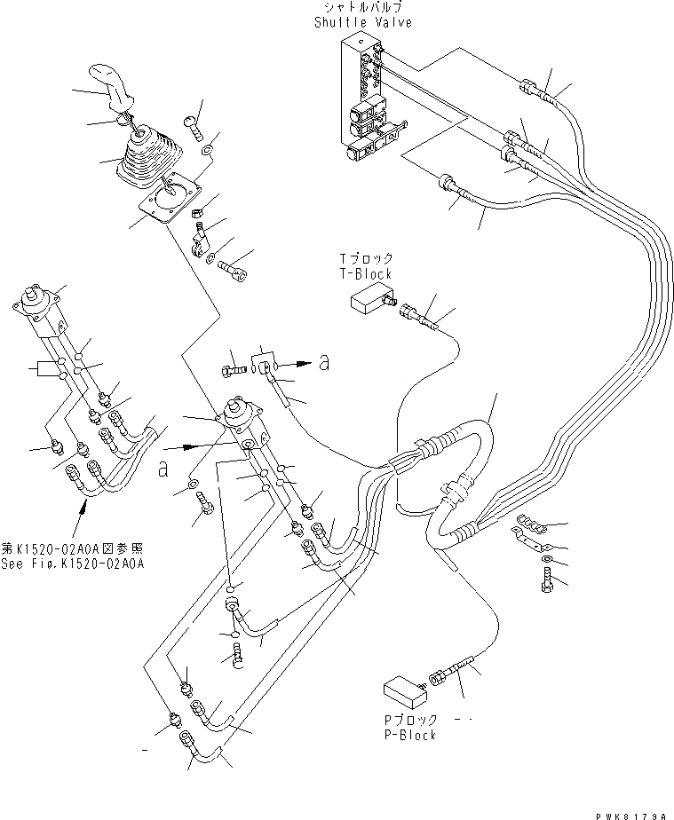 Схема запчастей Komatsu PW170ES-6K - P.P.C. РАБОЧАЯ ЛИНИЯ (P.P.C. КЛАПАН И ПАТРУБКИ ЛЕВОЙ СТОЙКИ)(№K-) K КАБИНА ОПЕРАТОРА И СИСТЕМА УПРАВЛЕНИЯ