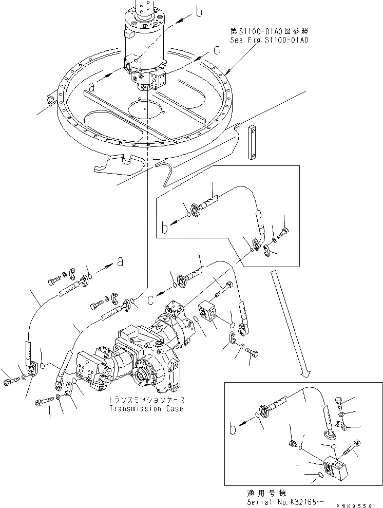 Схема запчастей Komatsu PW170ES-6K - ЛИНИЯ ХОДА (ПОВОРОТНОЕ СОЕДИНЕНИЕ - МОТОР ХОДА)(№K-) НИЖНЯЯ ГИДРОЛИНИЯ И ЛИНИЯ ХОДА