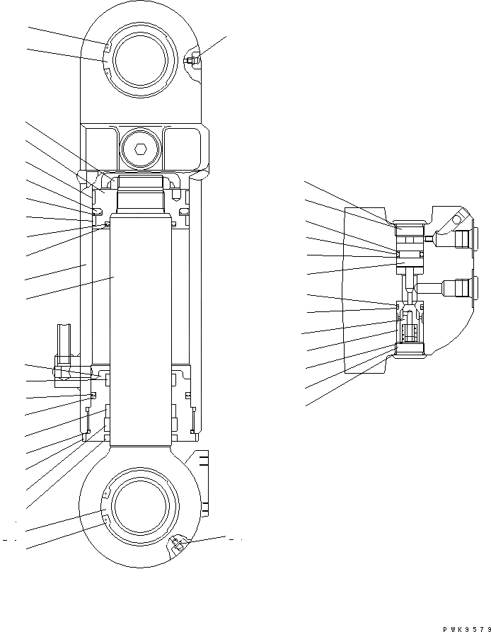 Схема запчастей Komatsu PW170ES-6K - ЦИЛИНДР ОПОРЫ(№K-K) S SUSPENTION И КОЛЕСА