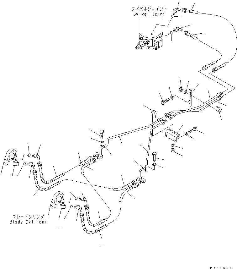 Схема запчастей Komatsu PW170ES-6K - ПЕРЕДН. DOZER ТРУБЫ (ПОВОРОТНОЕ СОЕДИНЕНИЕ - ЦИЛИНДР ОТВАЛА)(№K-) S SUSPENTION И КОЛЕСА