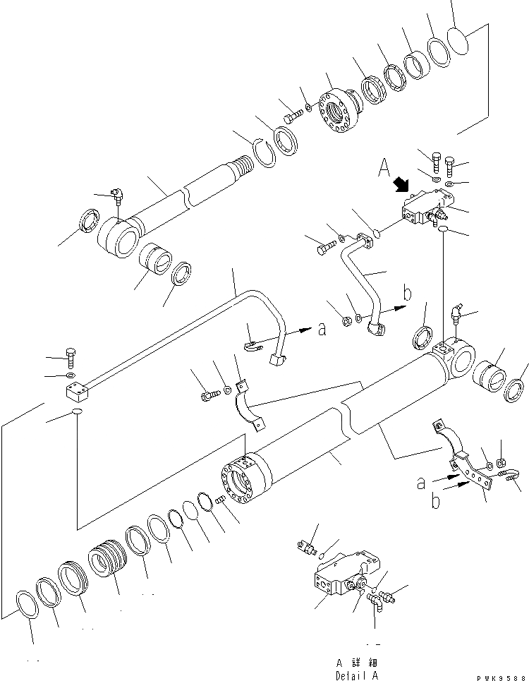 Схема запчастей Komatsu PW170ES-6K - ЦИЛИНДР СТРЕЛЫ(ПРАВ.)(№K7-K999) T РАБОЧЕЕ ОБОРУДОВАНИЕ
